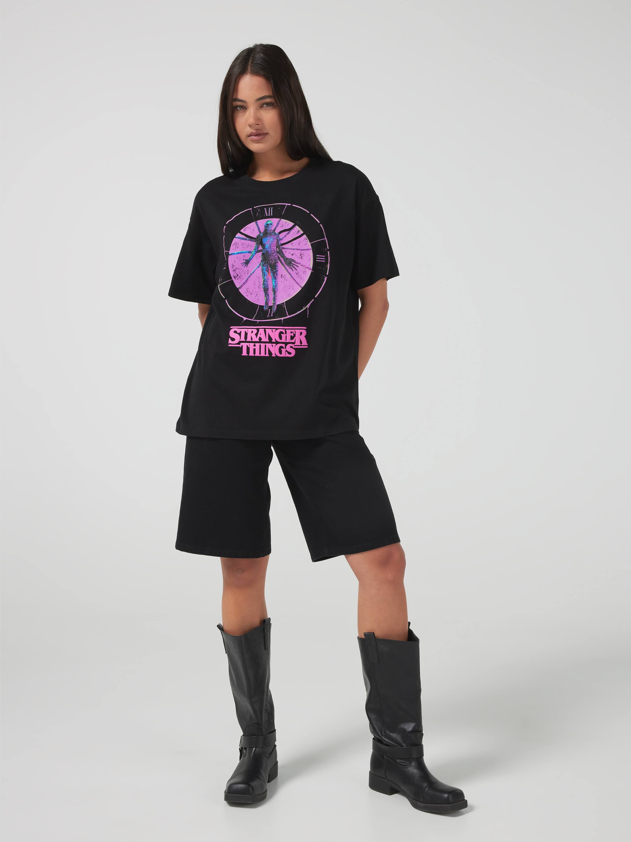 Stranger Things Upside Down Logo Oversized Tee