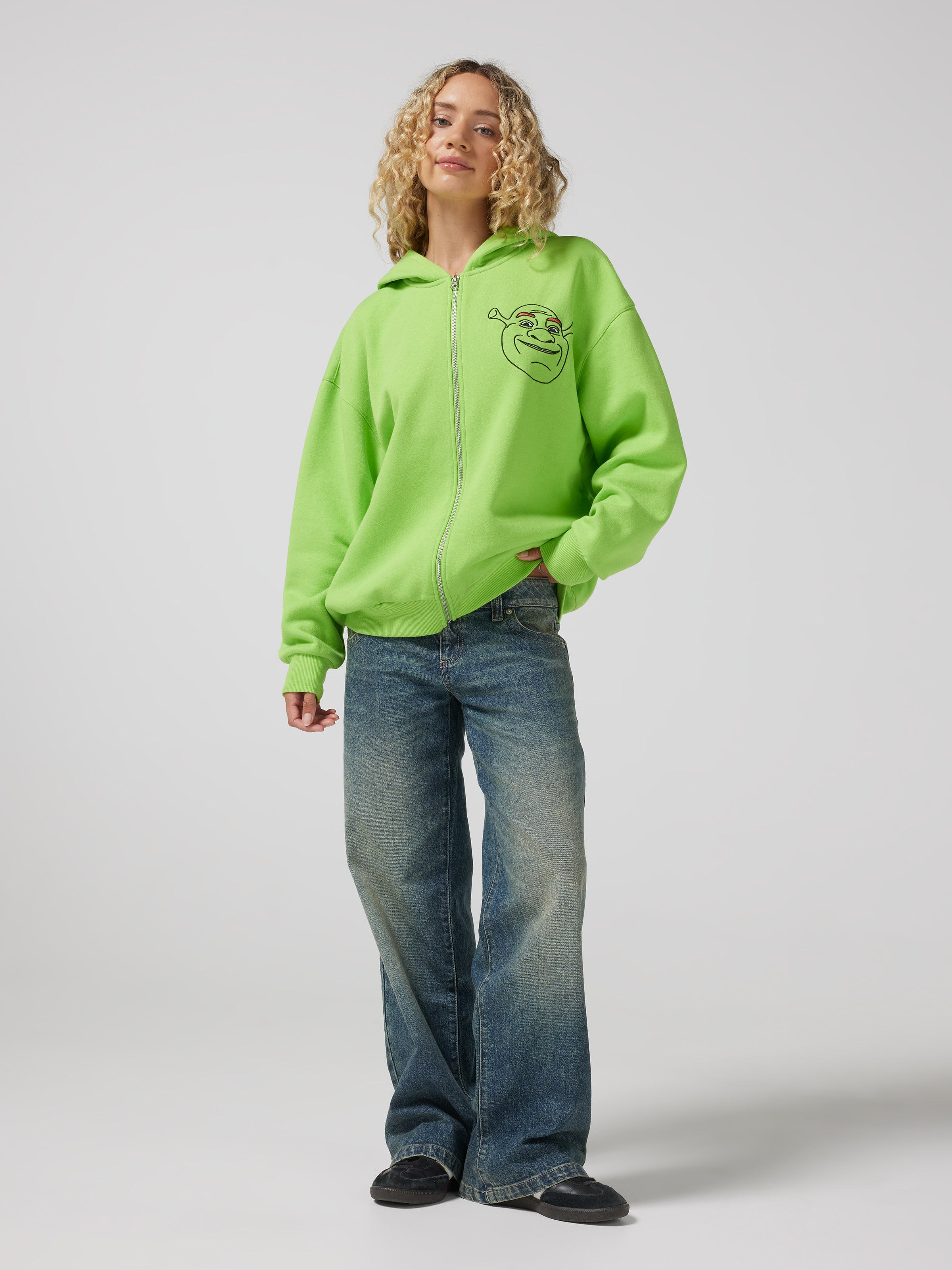 Shrek Ears Oversized Zip Thru Hoodie
