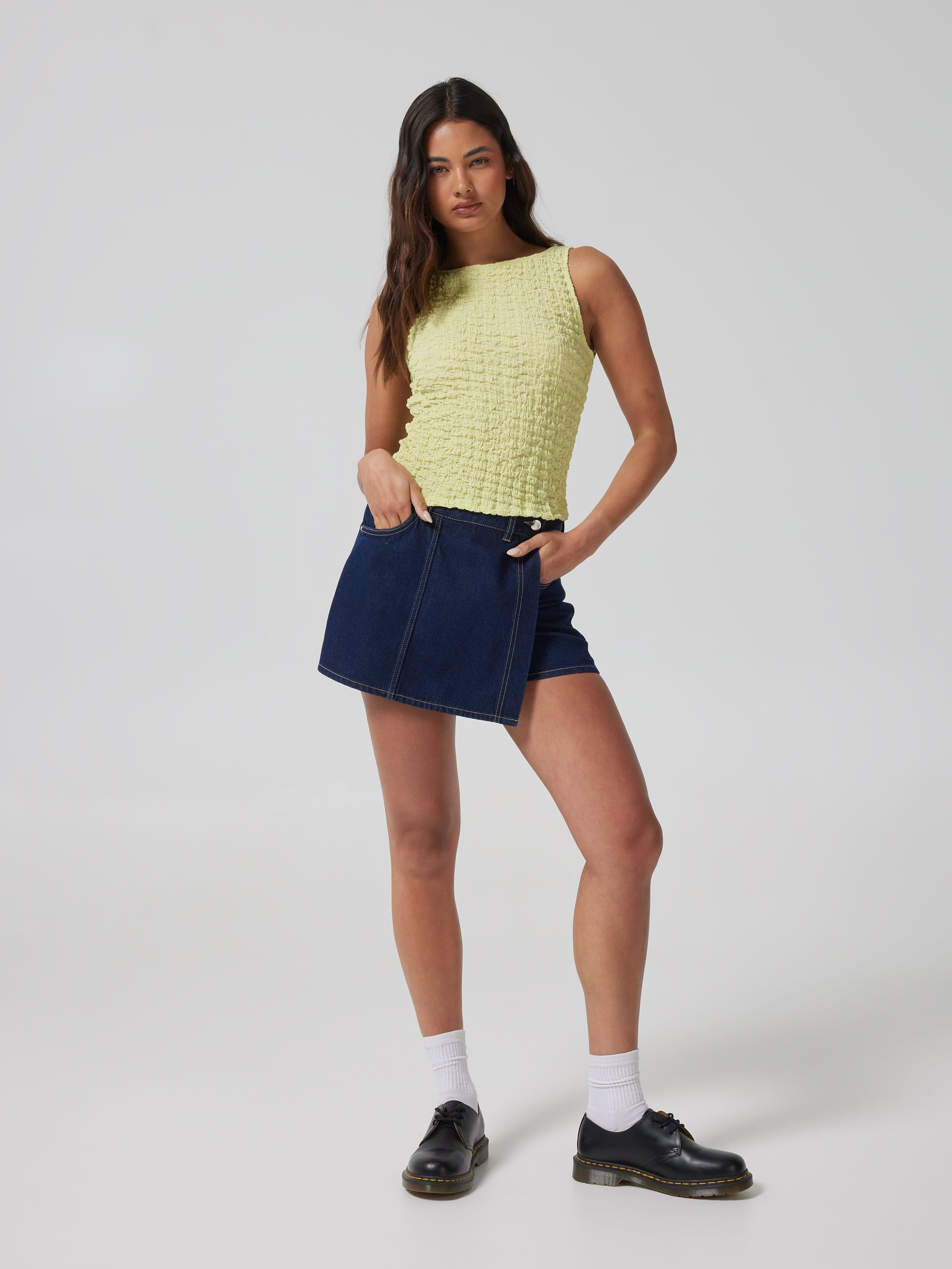 Textured High Neck Top