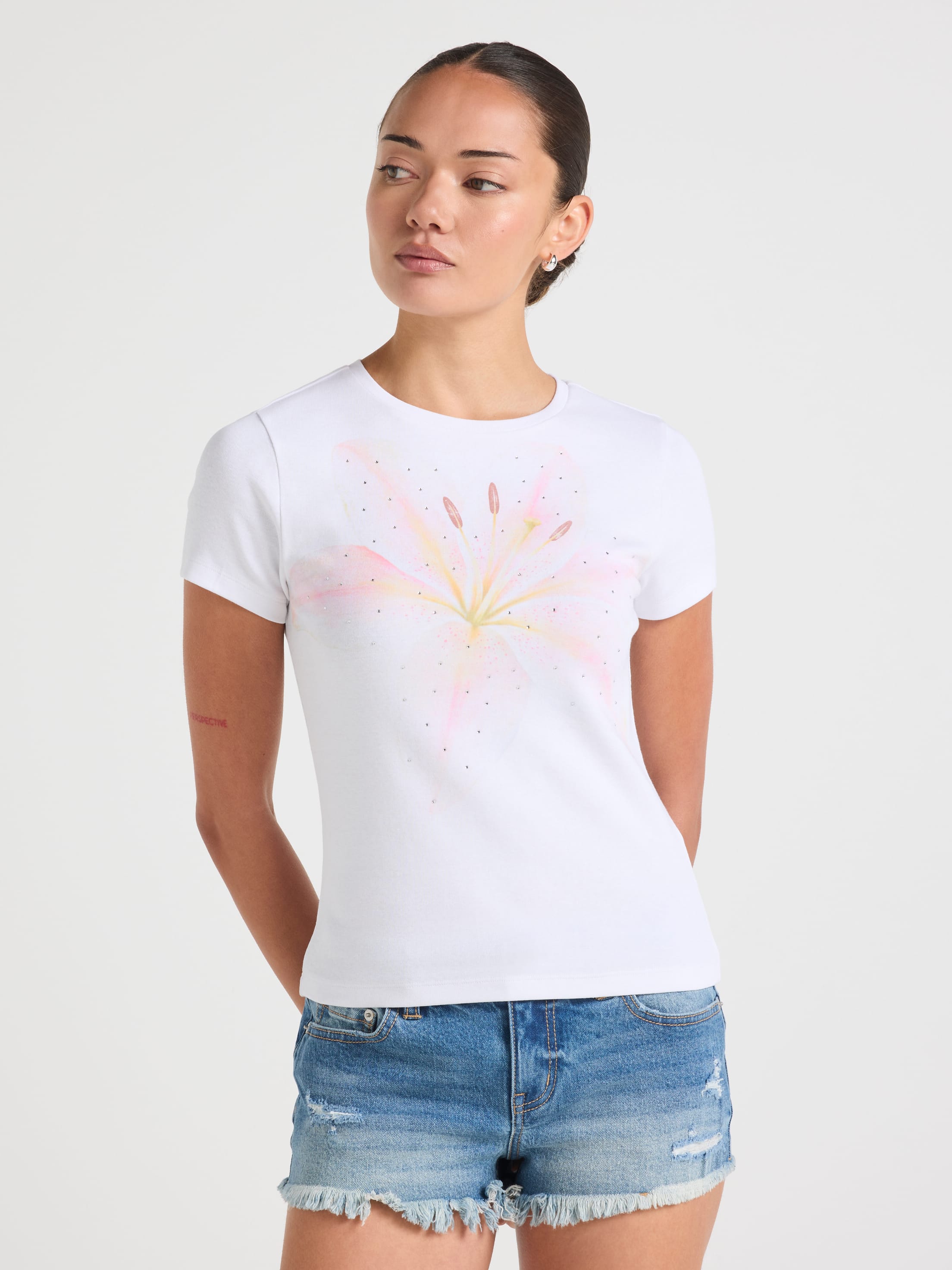 Diamonte Hibiscus Baby Tee