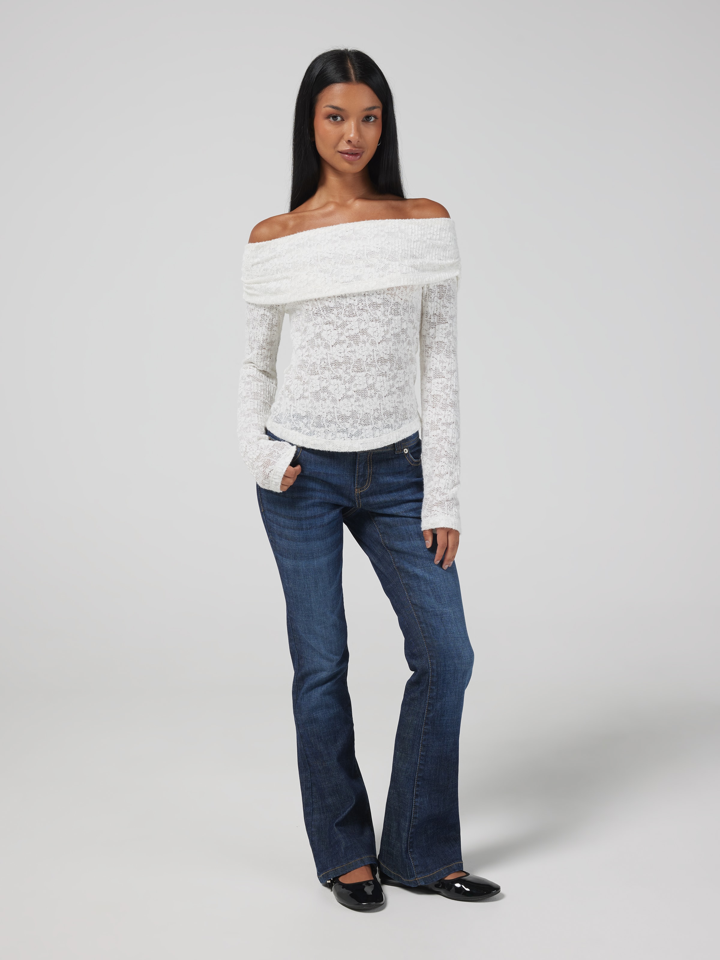 Fluffy Lace Off The Shoulder Top