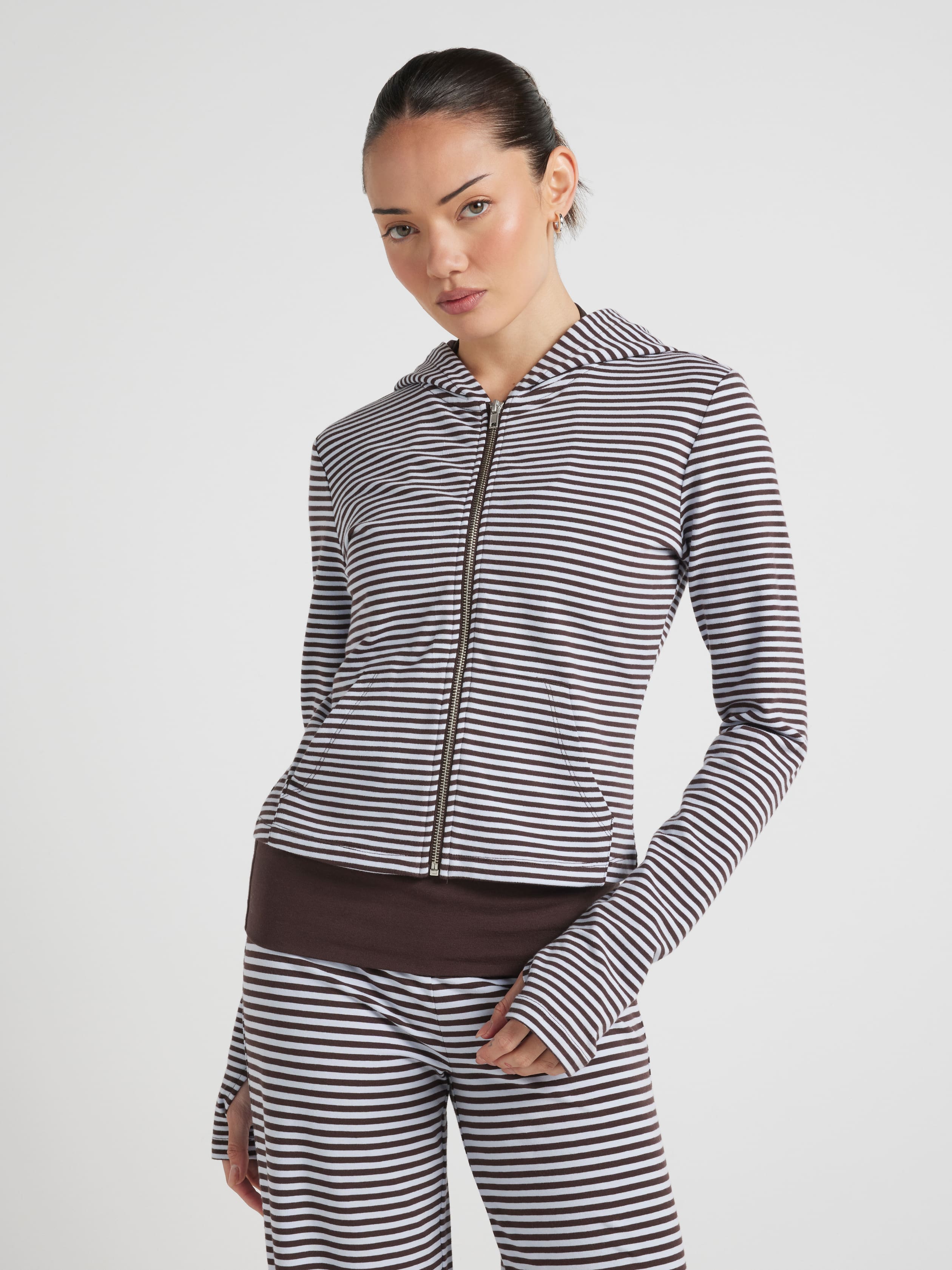 Close To Body Stripe Zip Up