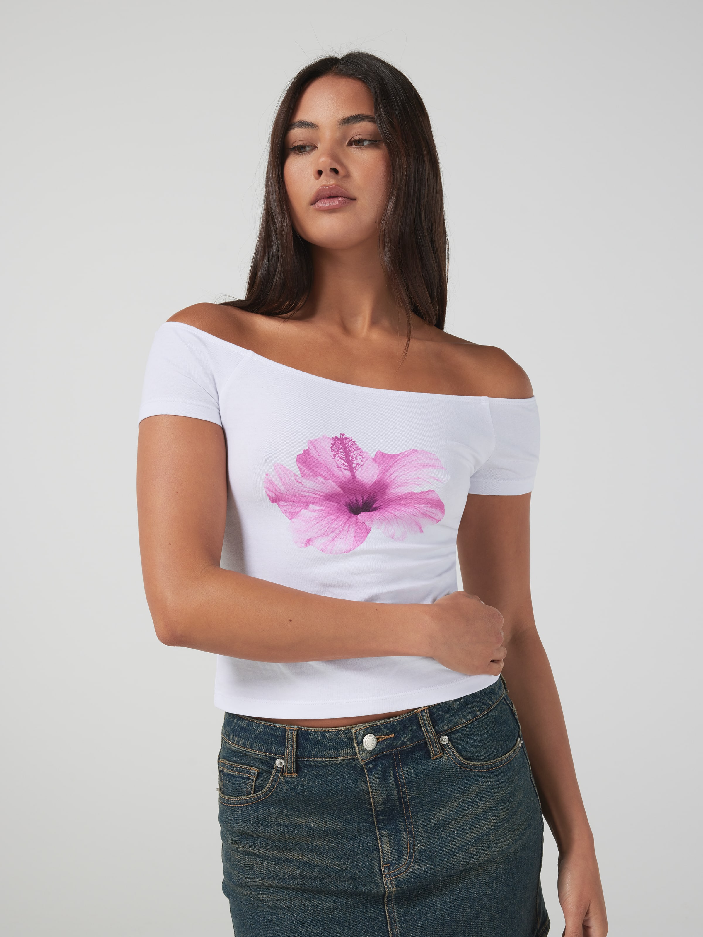 Hibiscus Off The Shoulder Tee