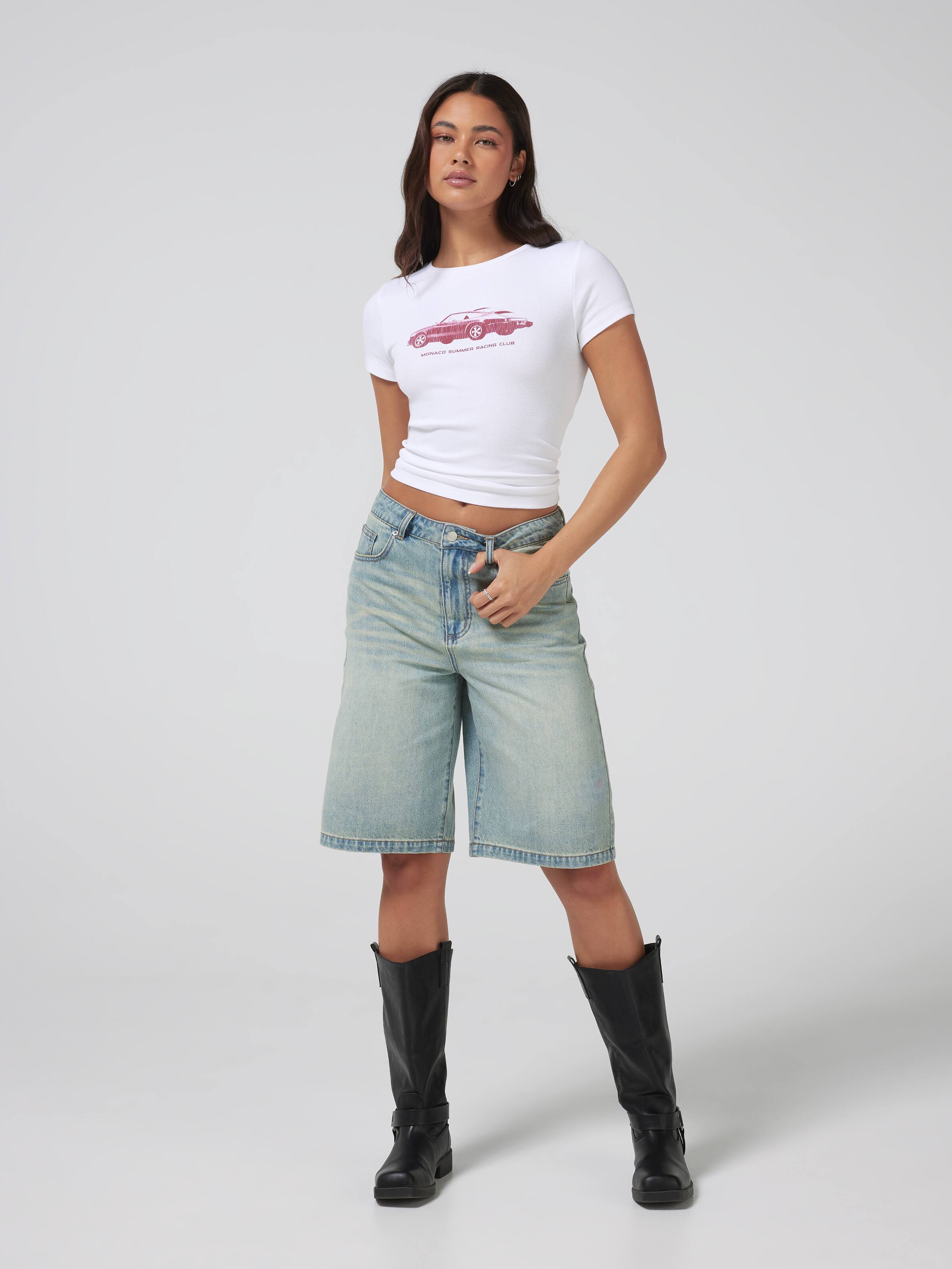 Moto Car Longline Baby Tee