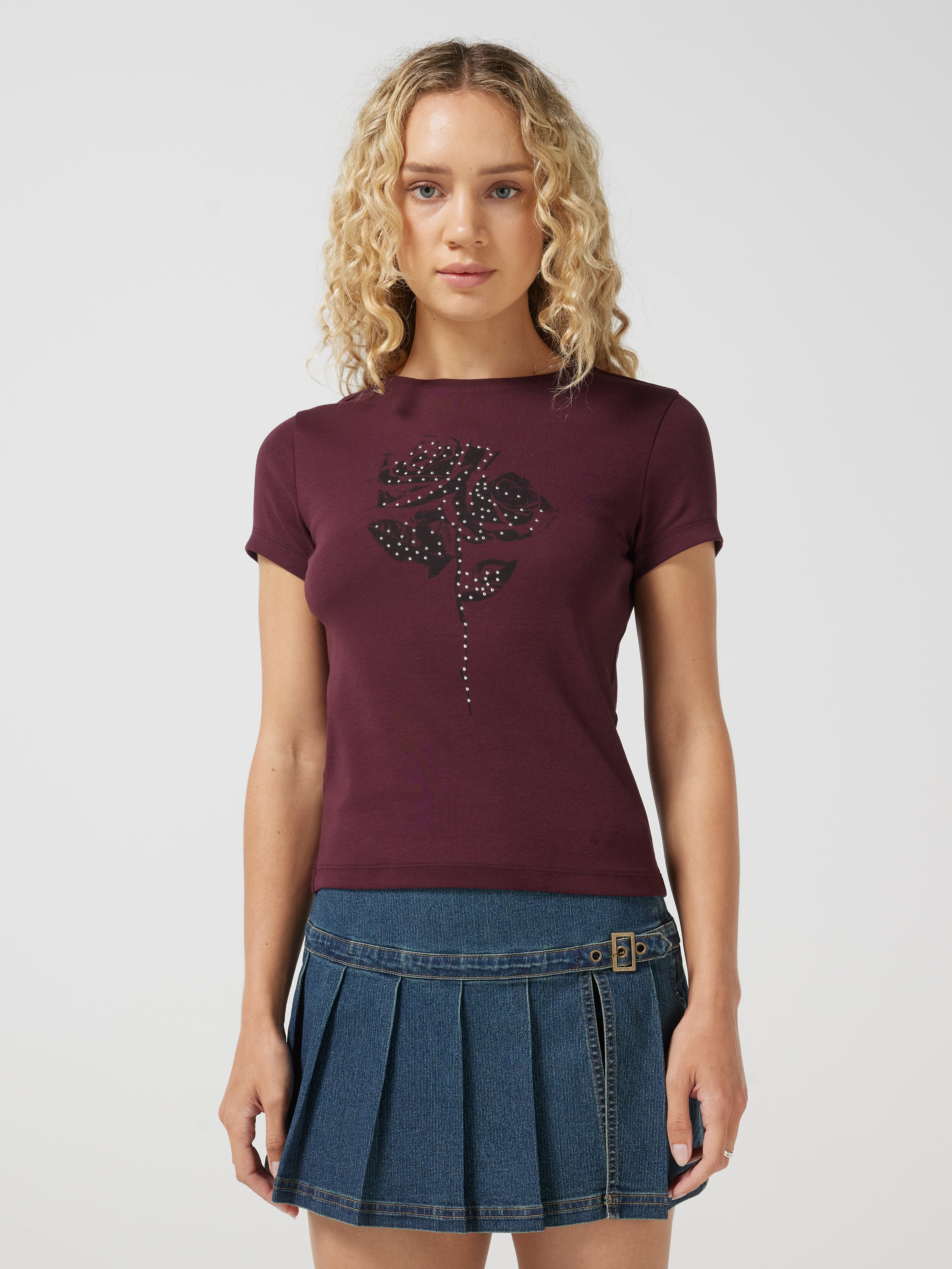 Studded Rose Baby Tee