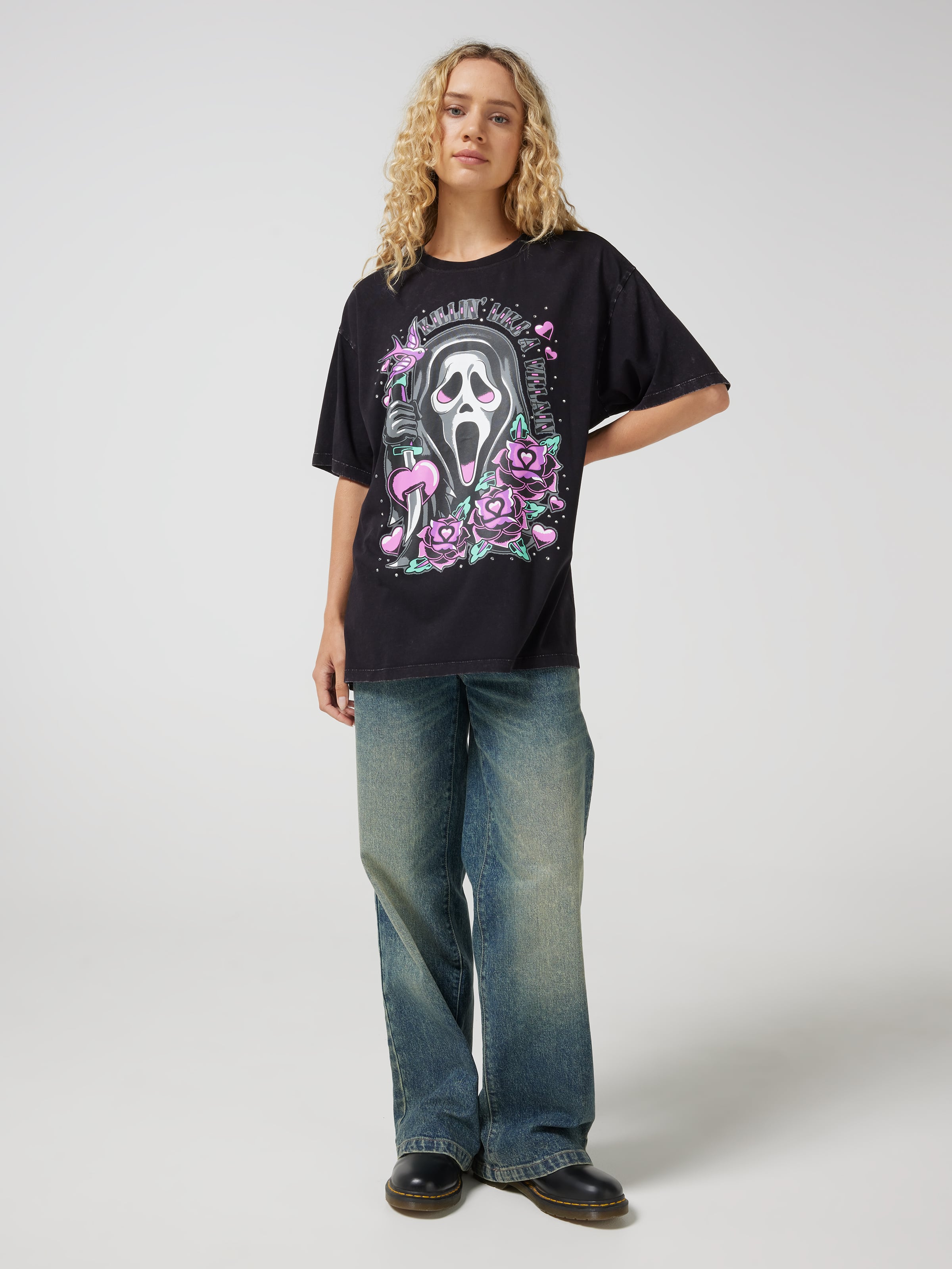 Ghost Face Tattoo Oversized Tee