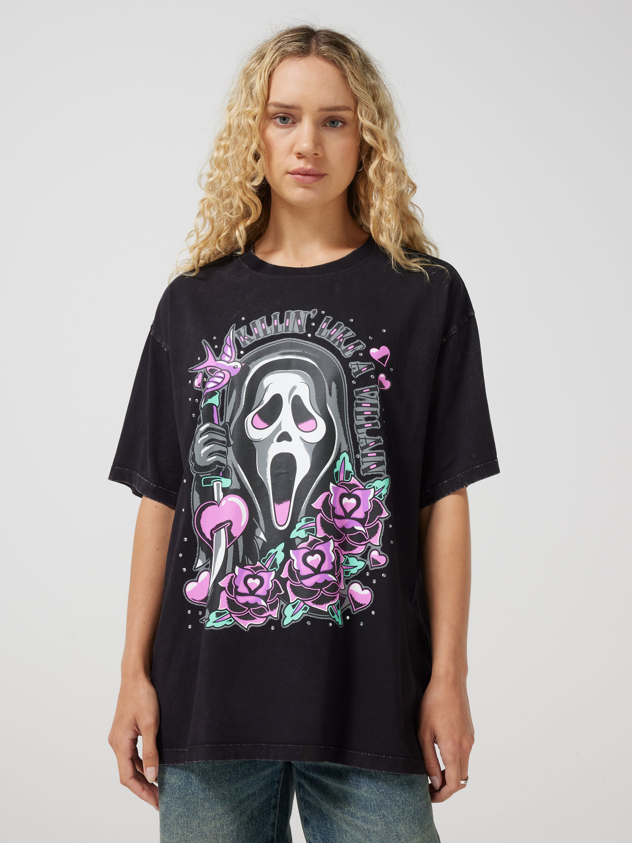 Ghost Face Tattoo Oversized Tee