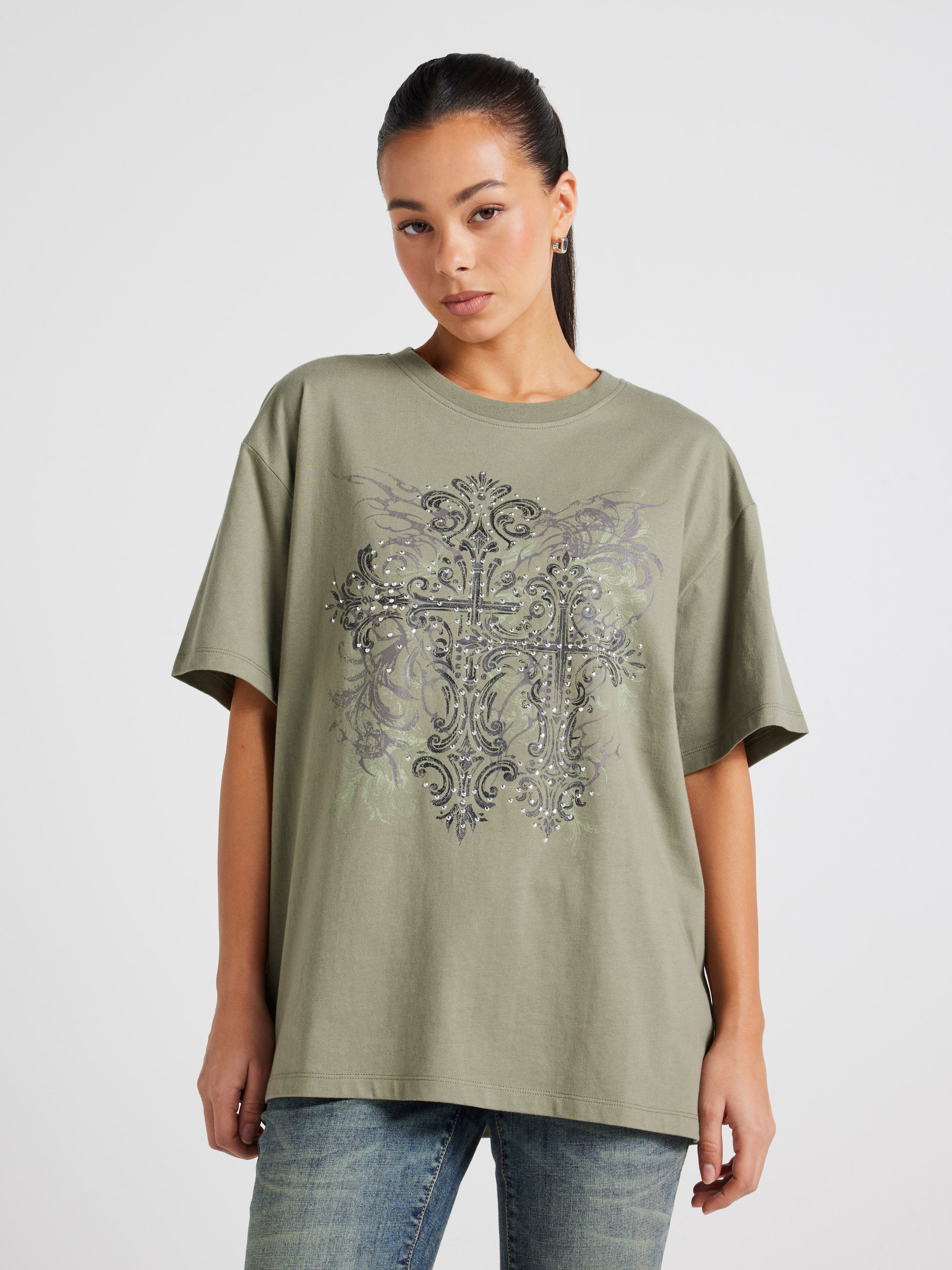 Gothic Cross Oversized Tee