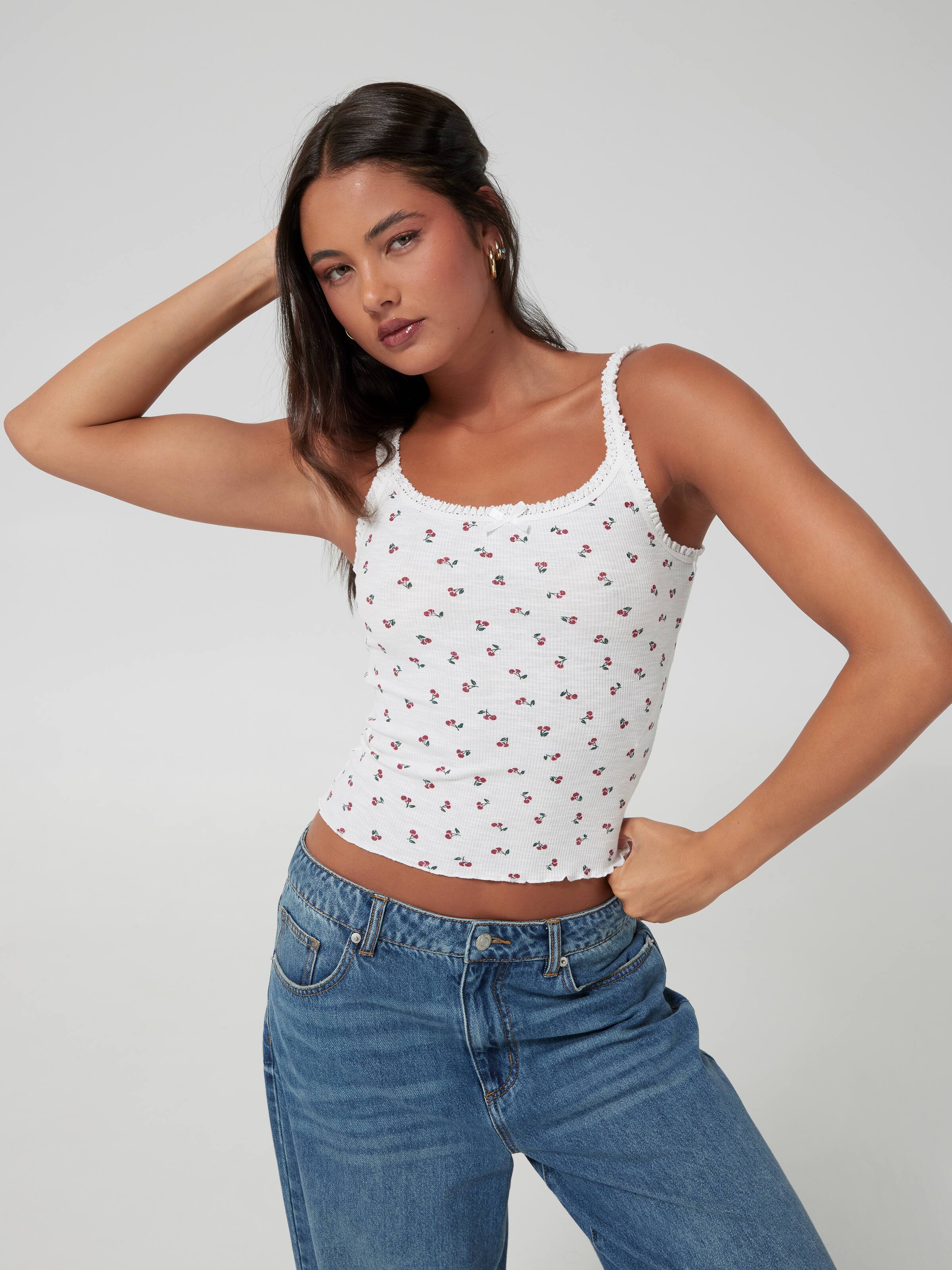 Crochet Trim Rib Cami