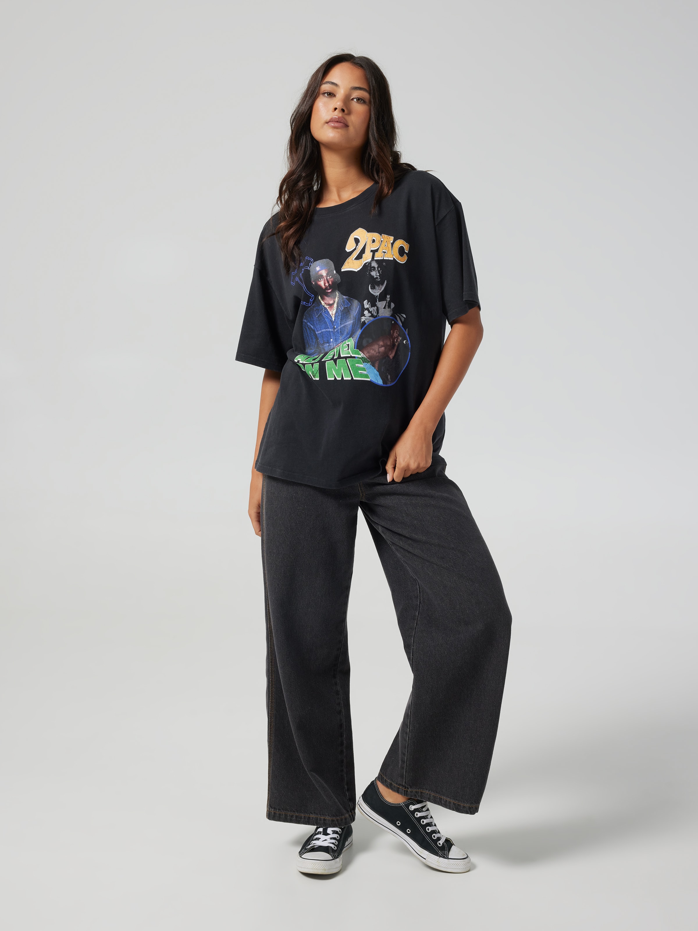 Music Tupac Airbrush Oversized Tee