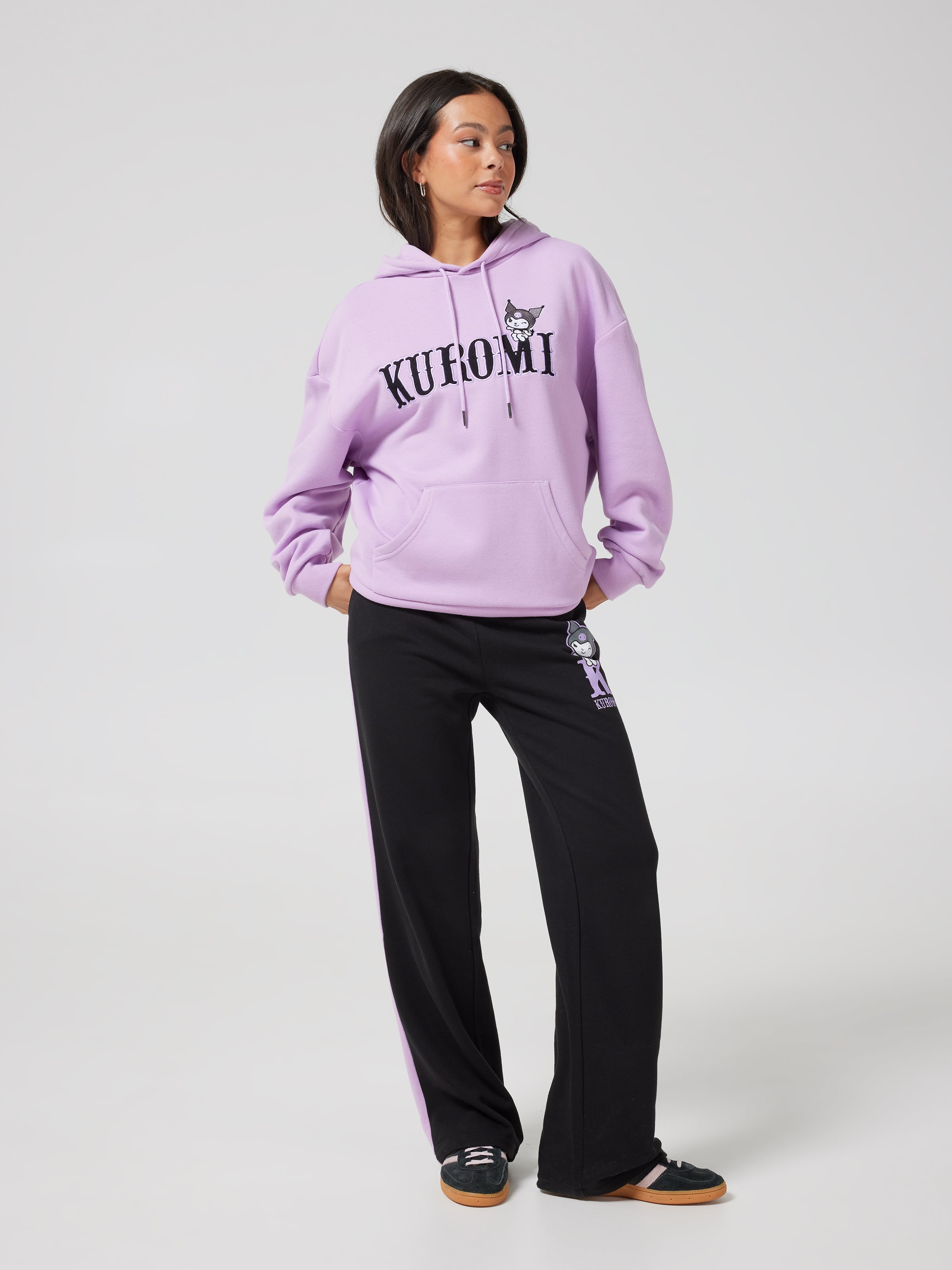 Kuromi Sporty Logo Oversized Hoodie
