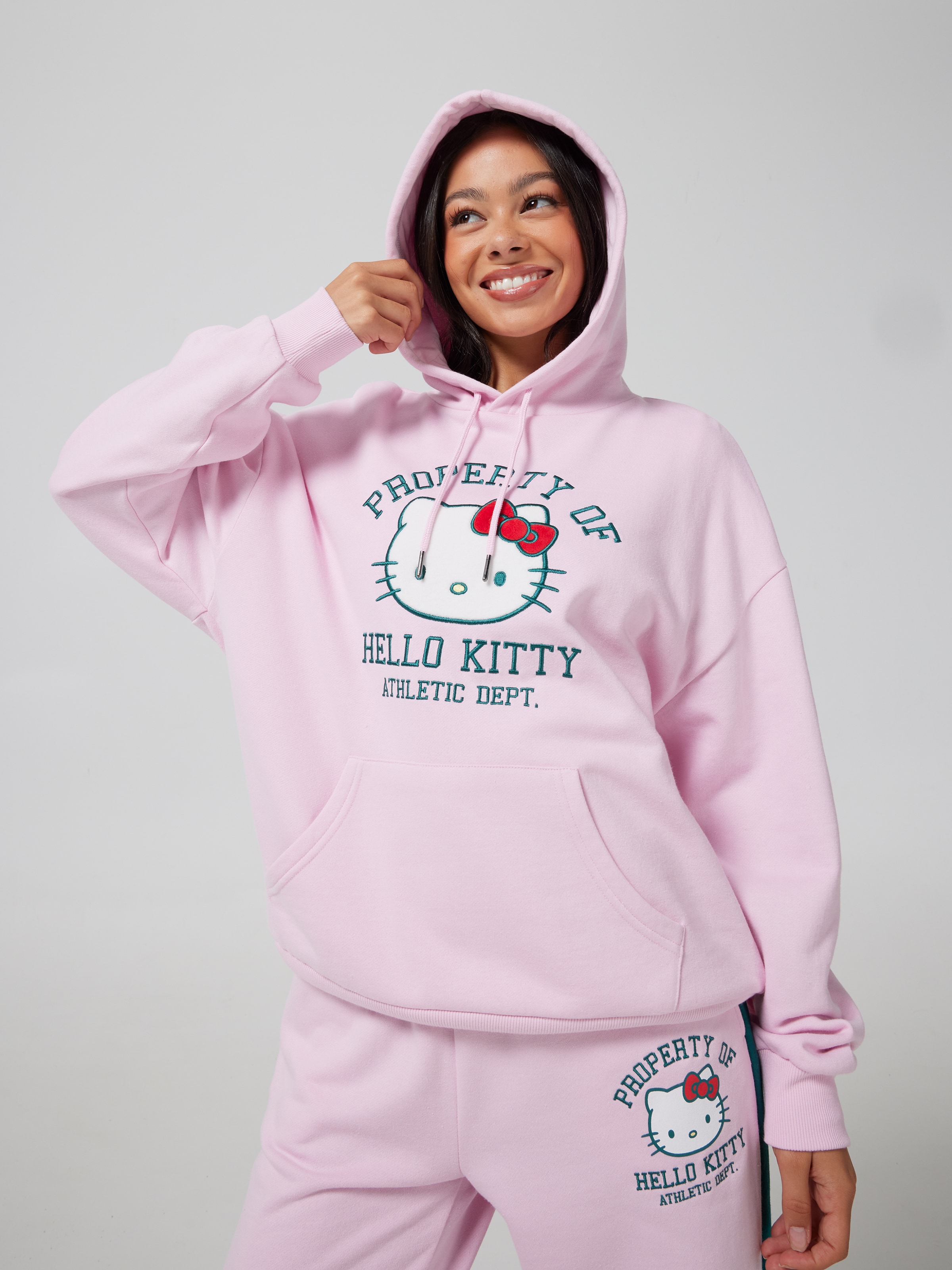 Hello Kitty Sporty Logo Oversized Hoodie