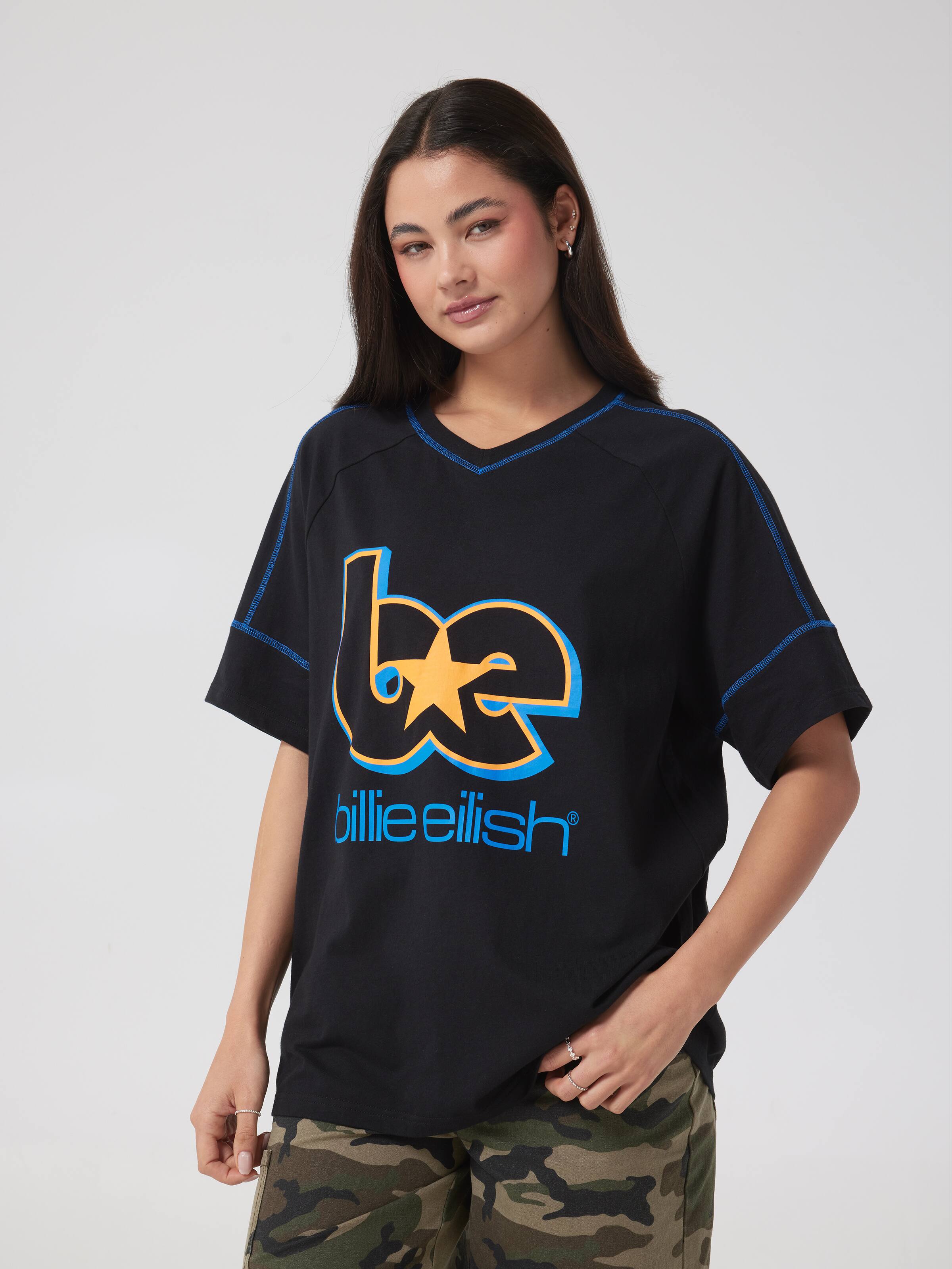 Music Billie V Neck Oversized Tee