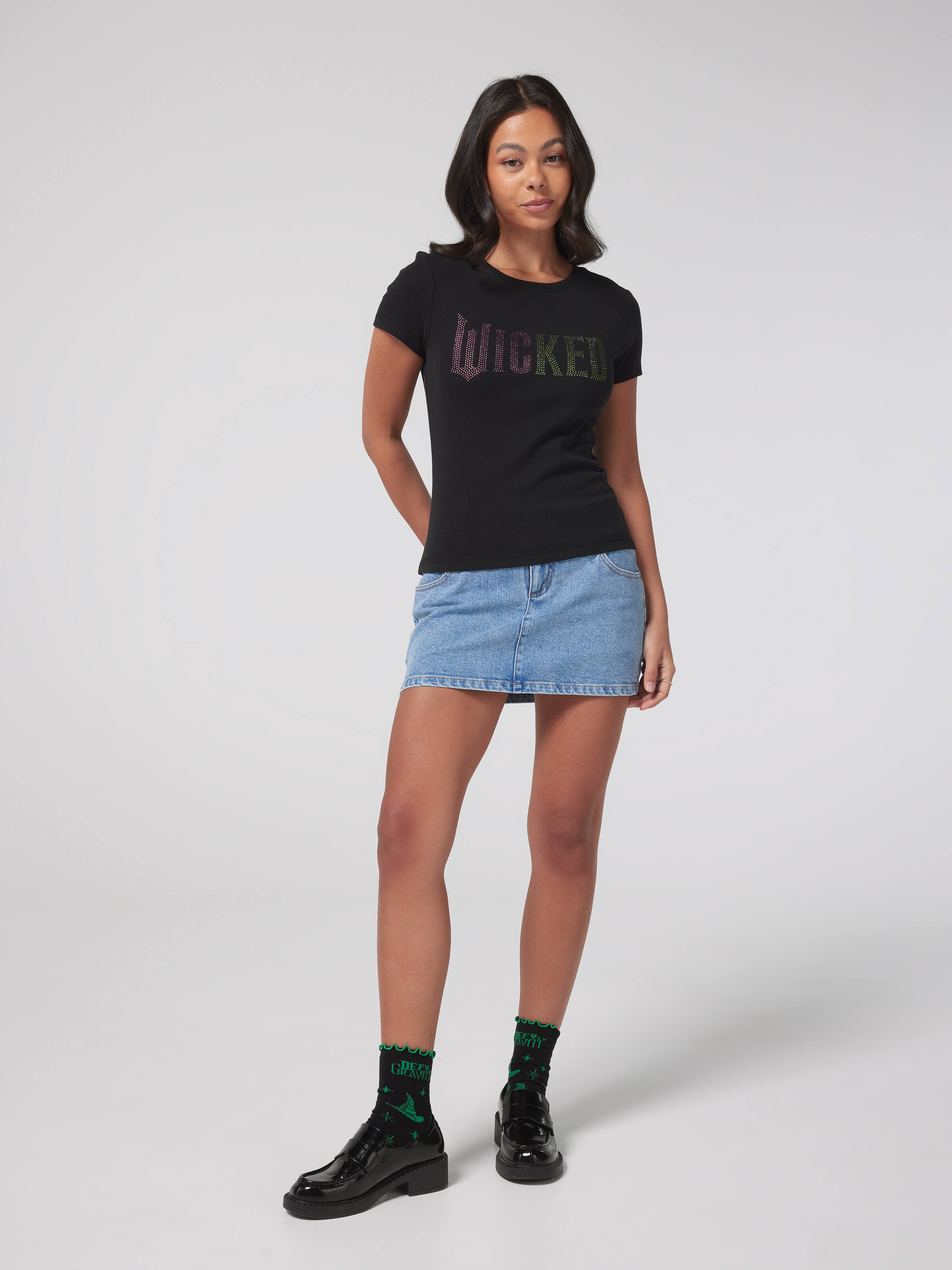 Wicked Diamonte Longline Baby Tee