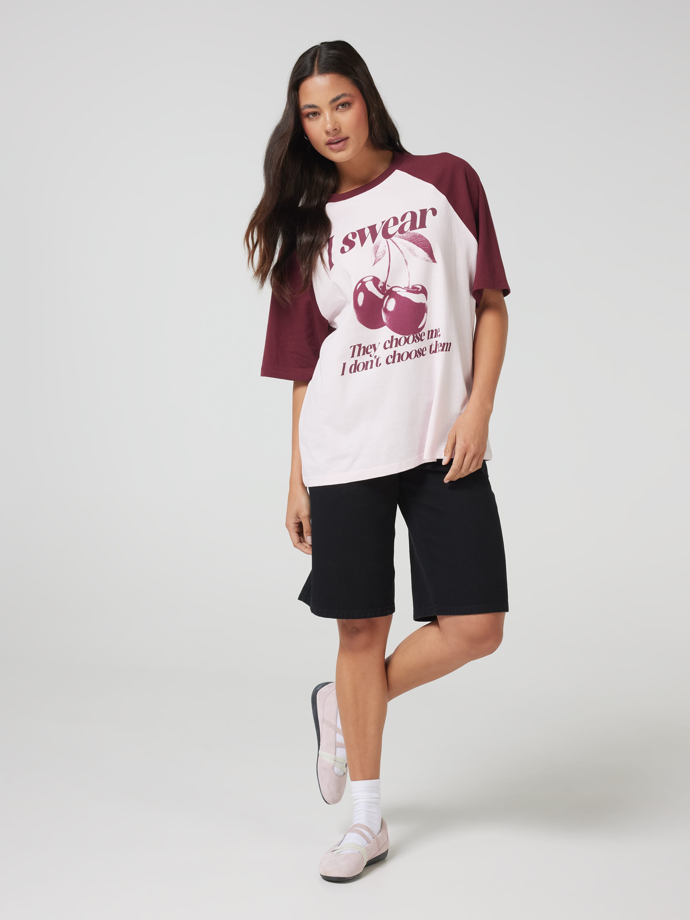 Refresh I Swear Oversized Raglan Tee