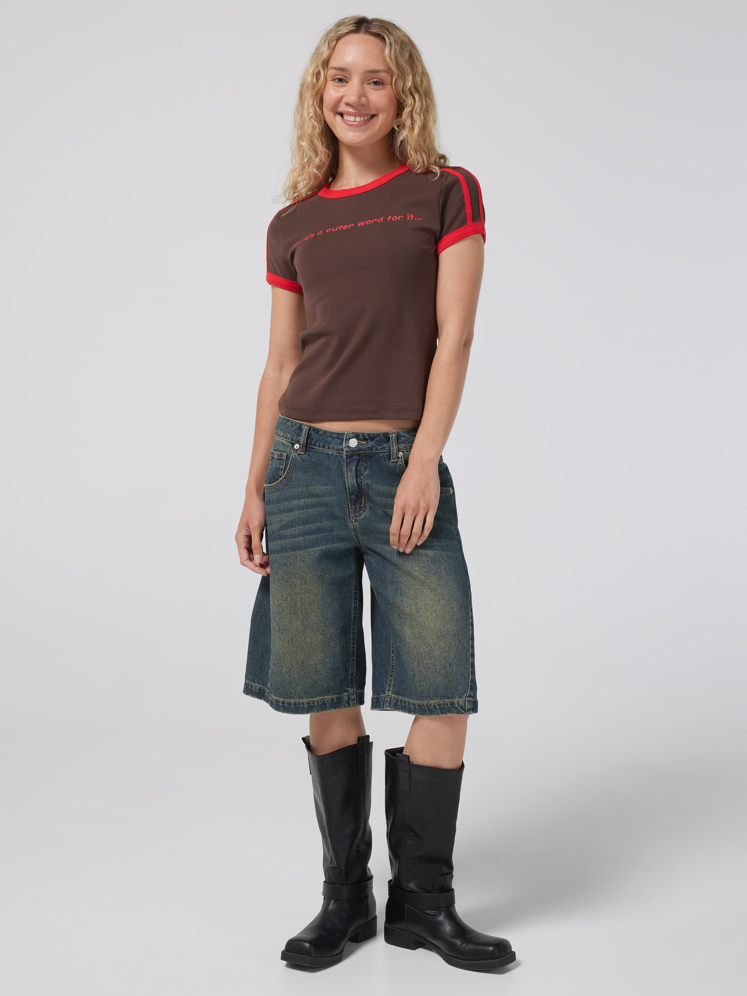 Cuter Word Taped Longline Baby Ringer Tee