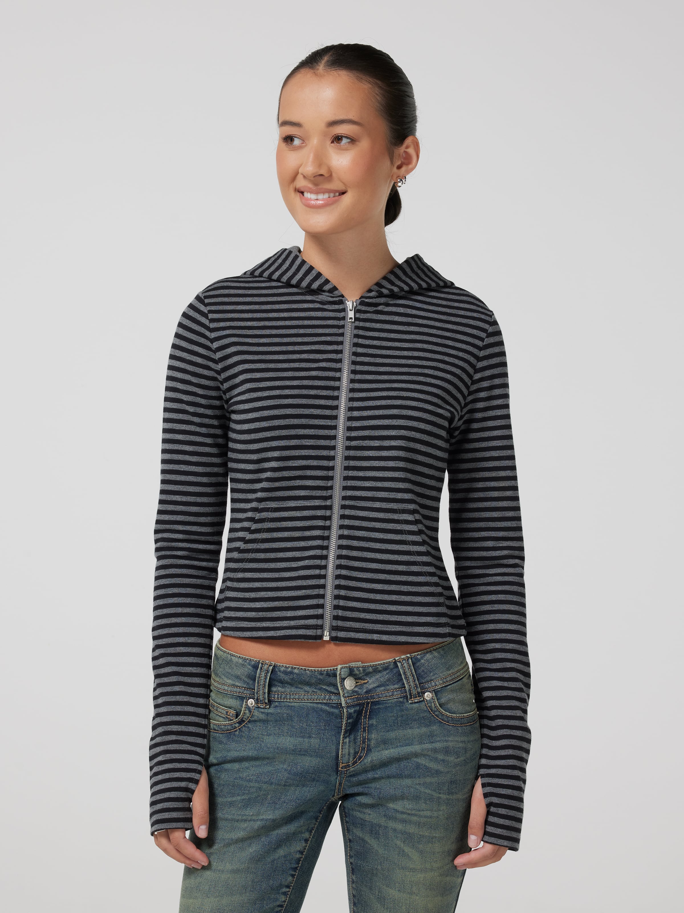 Stripe Zip Up Hoodie