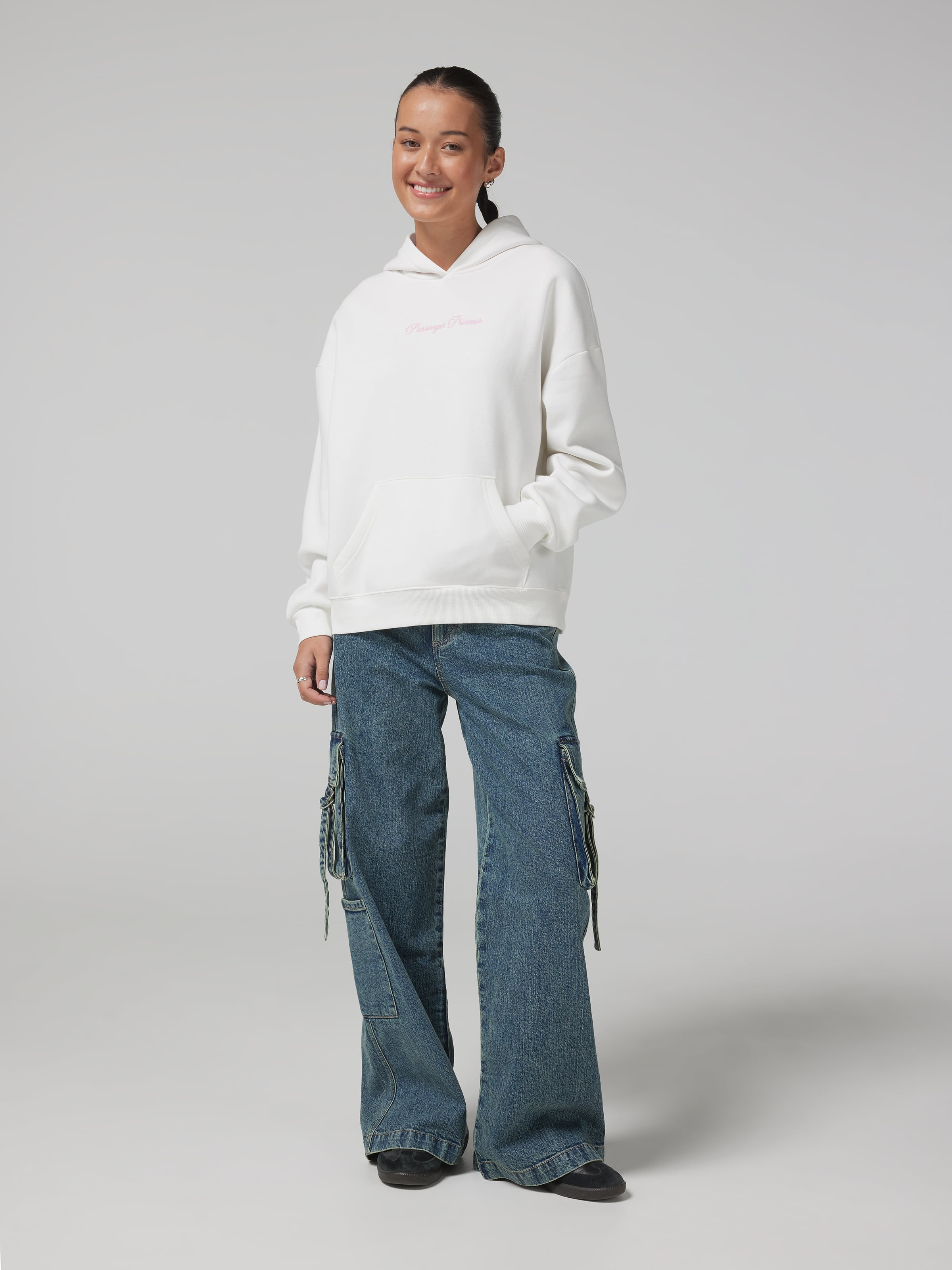 Bow Applique Oversized Hoodie