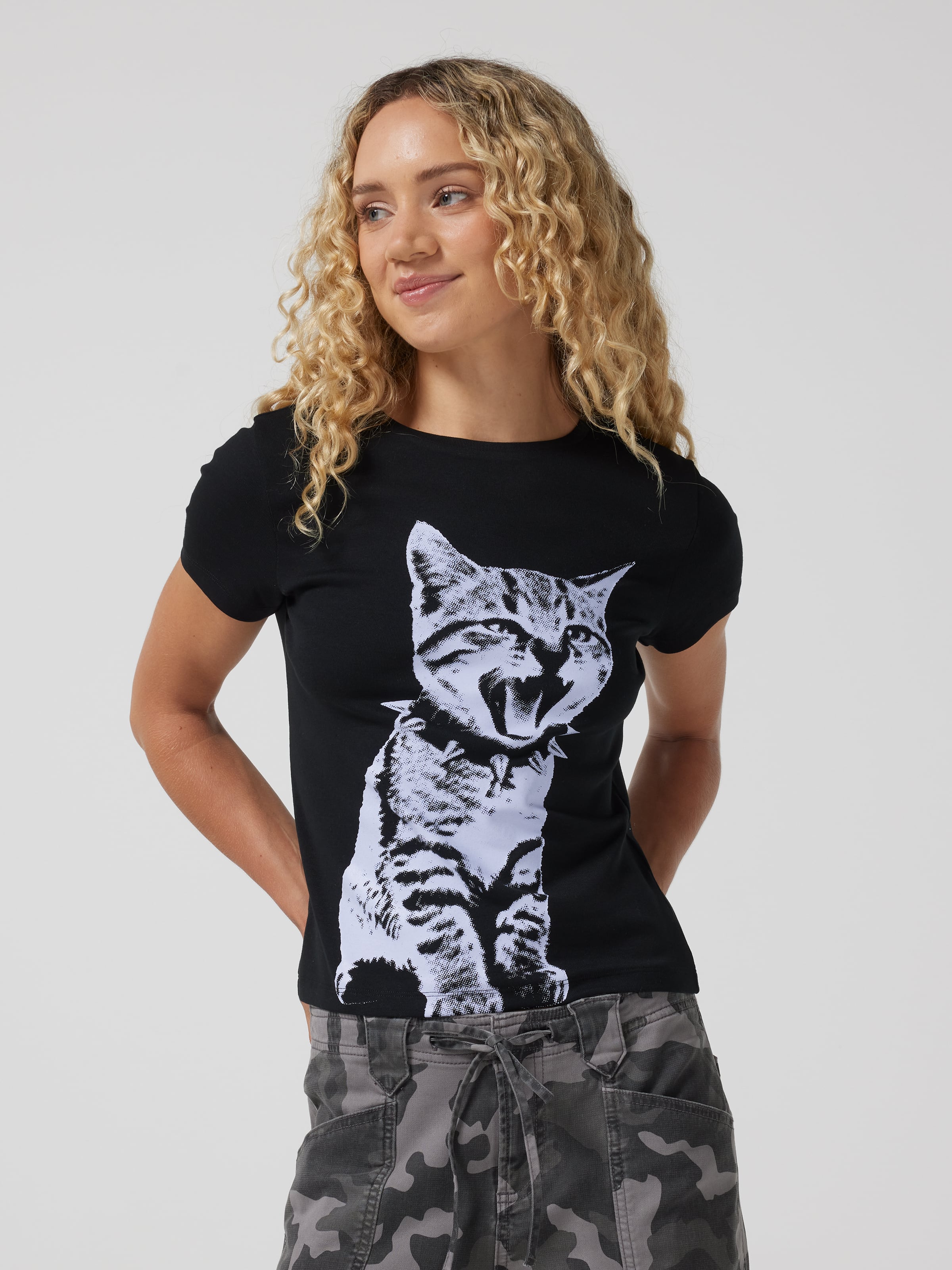 Grunge Cat Longline Baby Tee