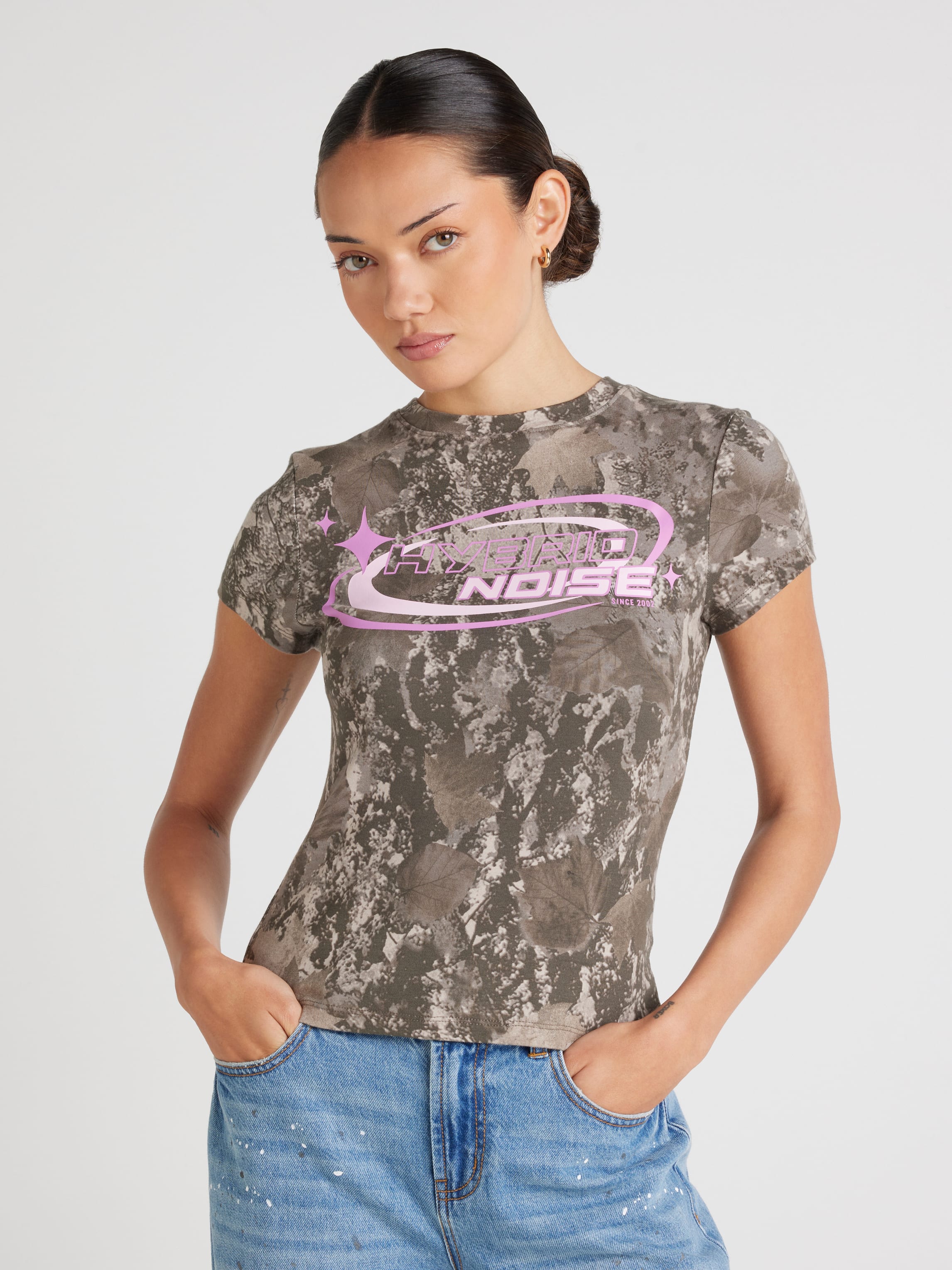 Hybrid Noise Camo Baby Tee