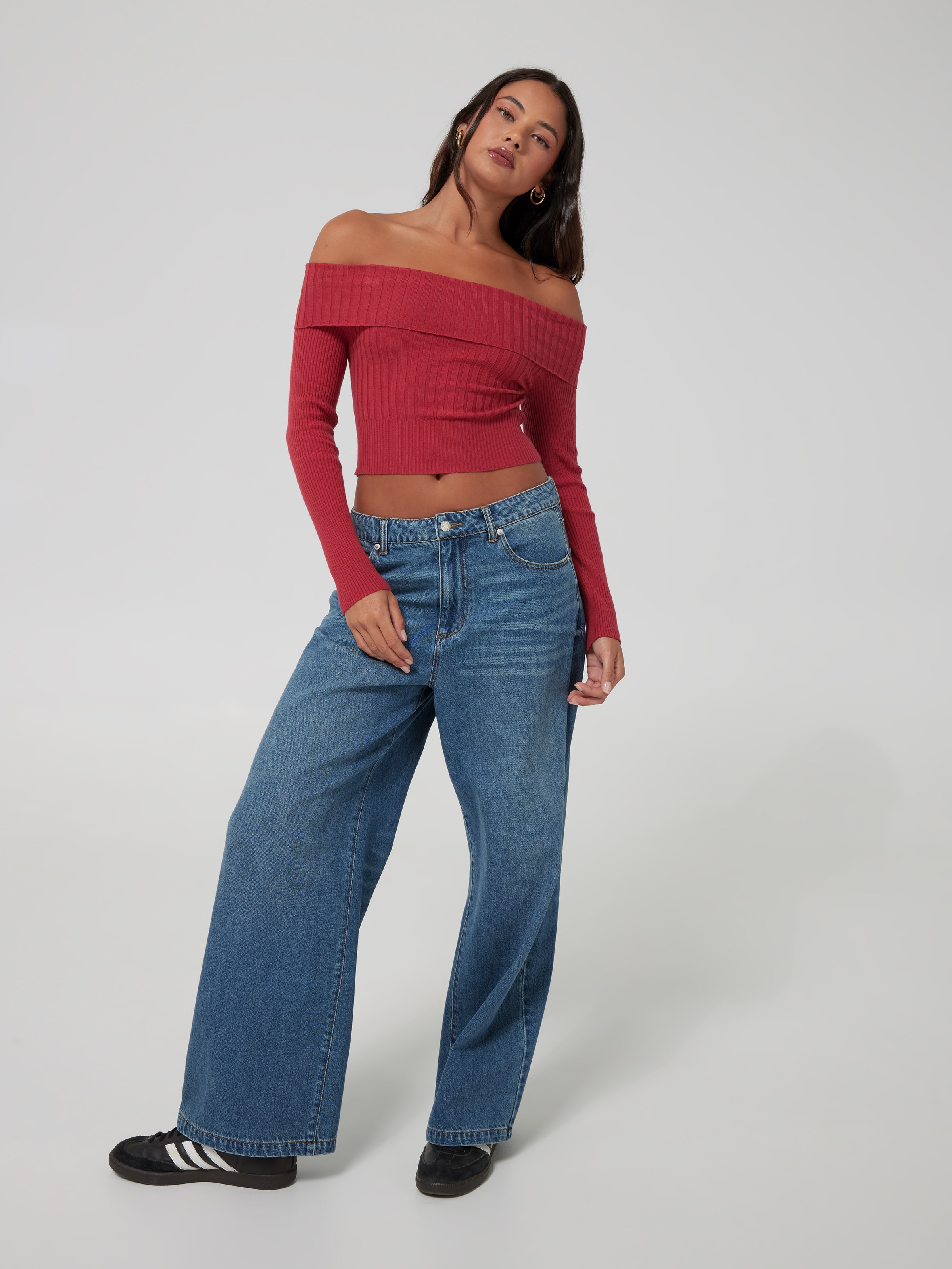 Vanessa Off Shoulder Crop Knit