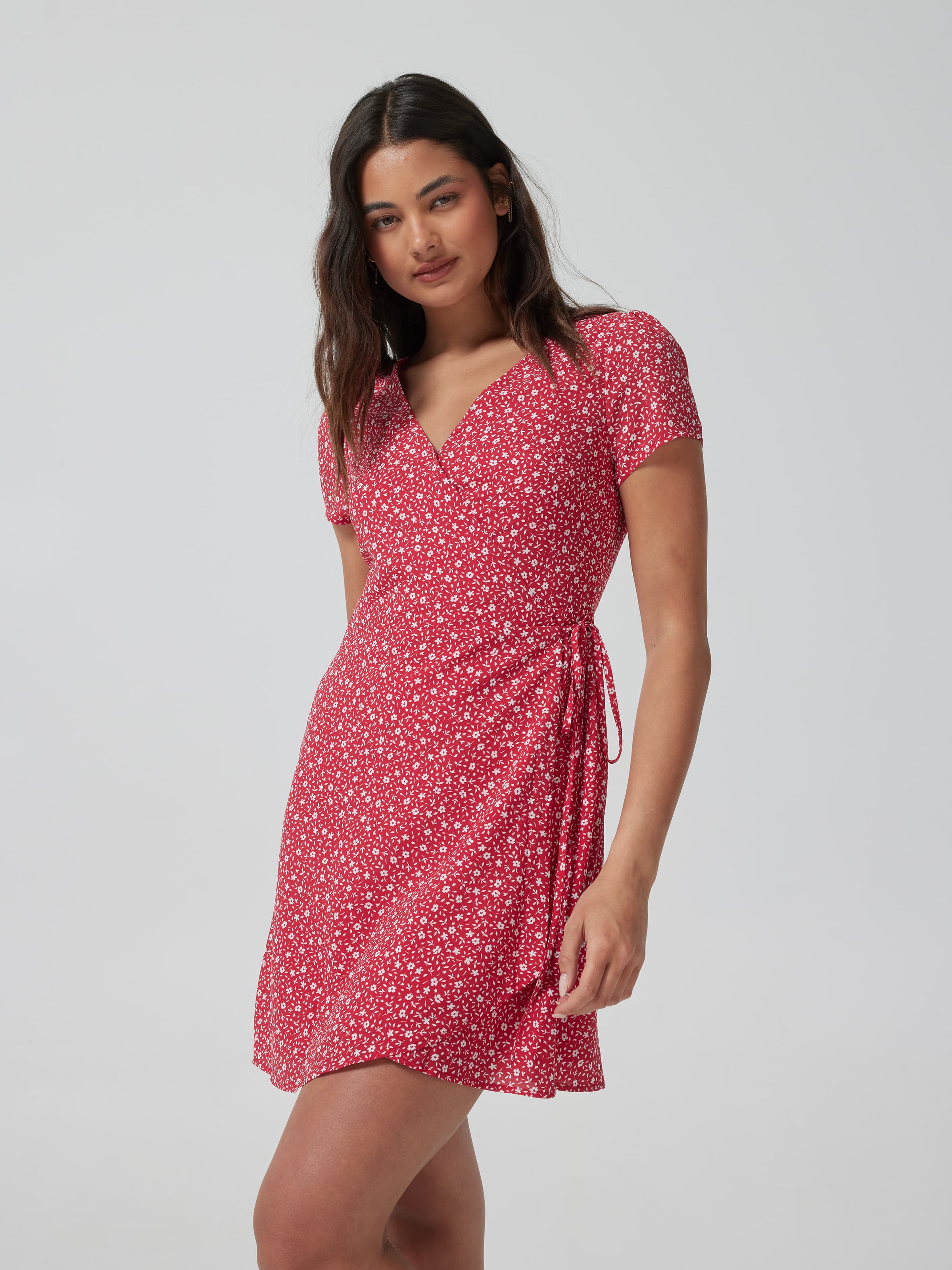 Phoebe Short Sleeve Front Wrap Dress