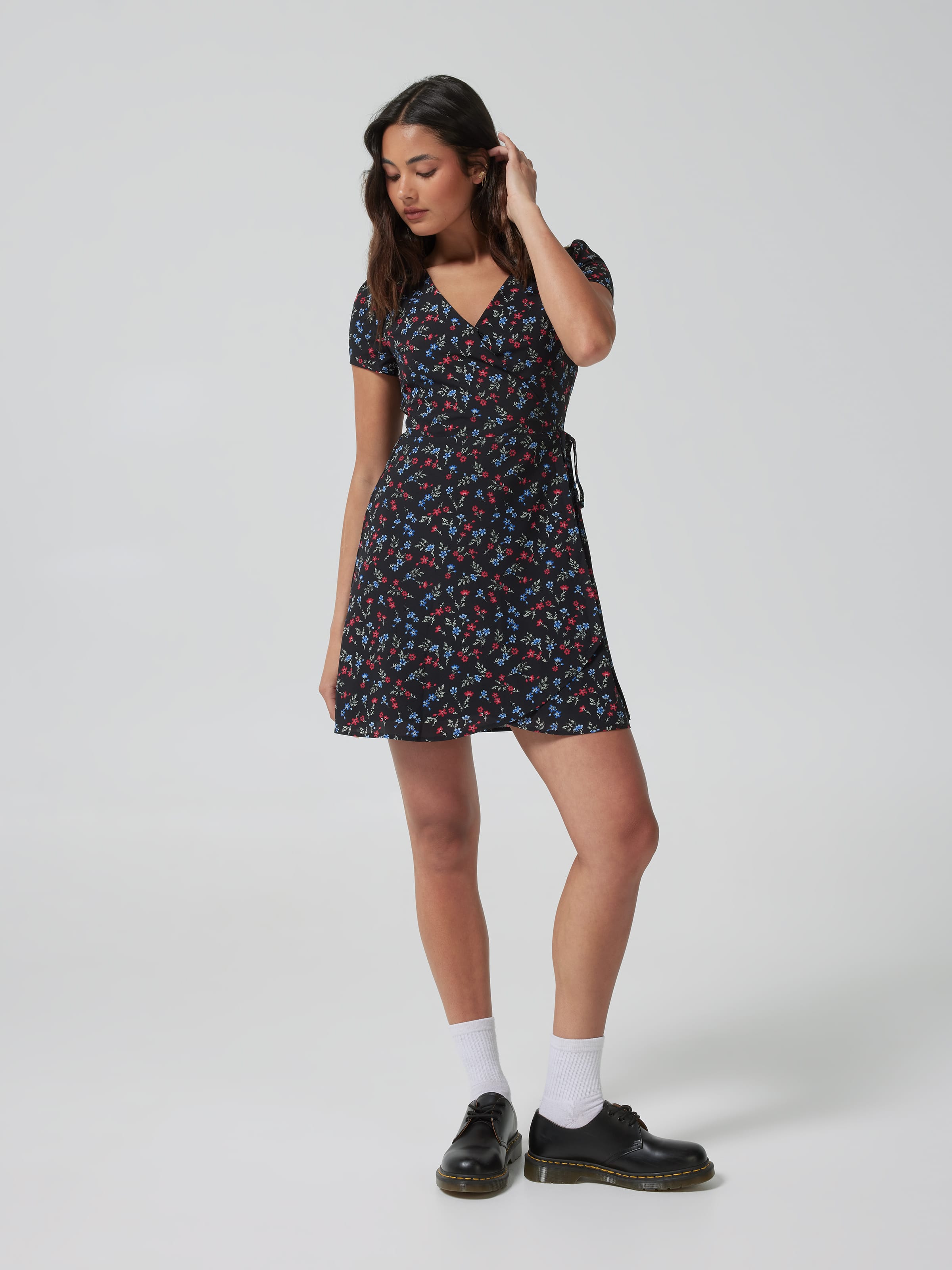 Phoebe Short Sleeve Front Wrap Dress