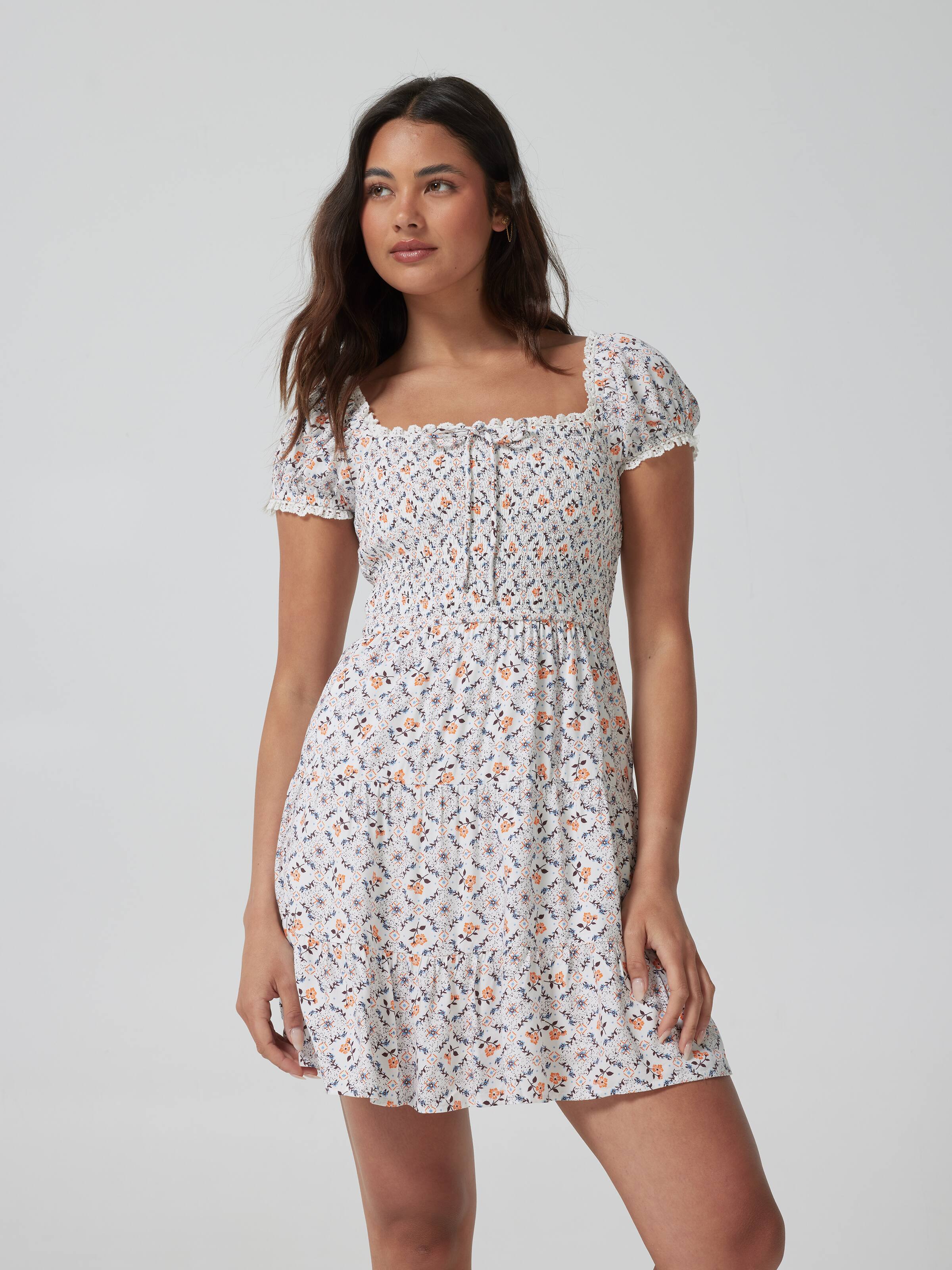 Gabby Shirred Mini Dress