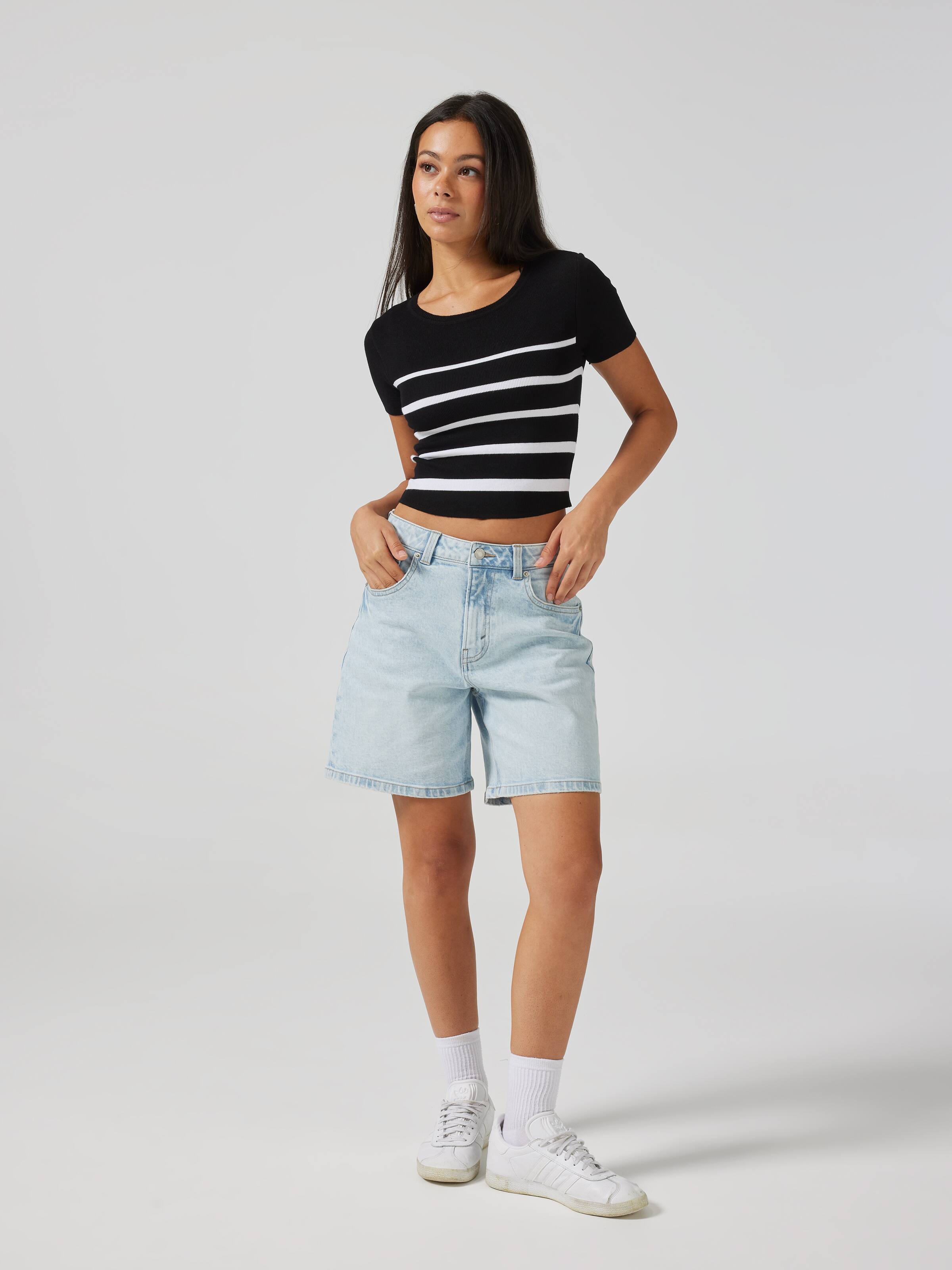 Aubury Short Sleeve Stripe Knit Top