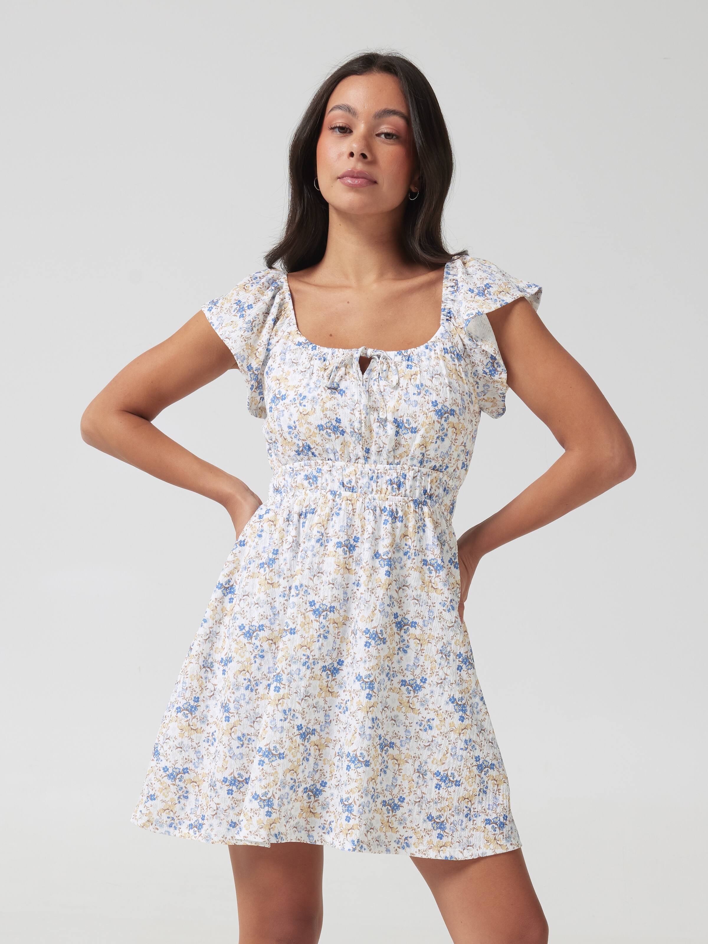 Kia Flutter Sleeve Mini Dress