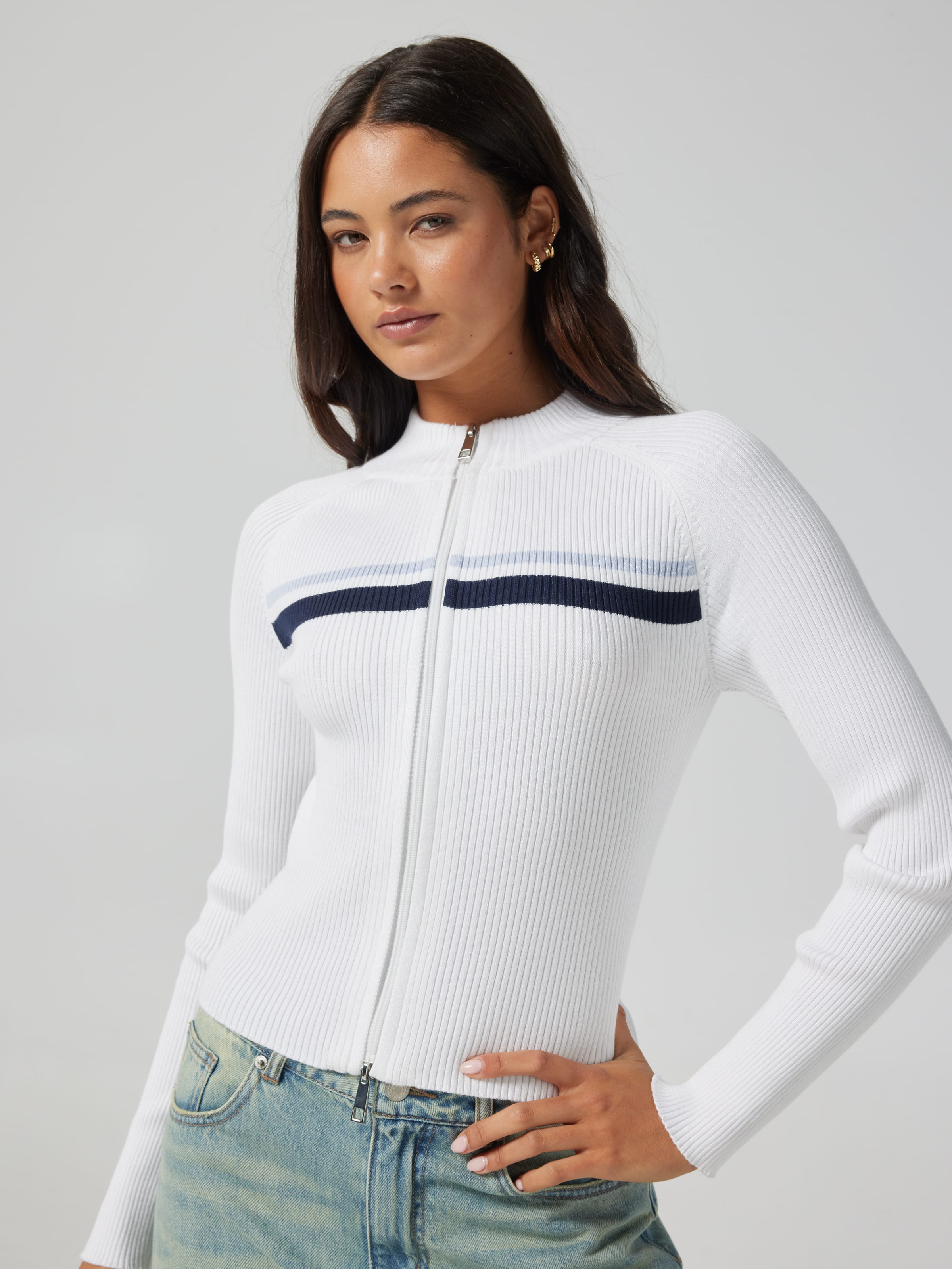 Jessica Double Zip Cardi