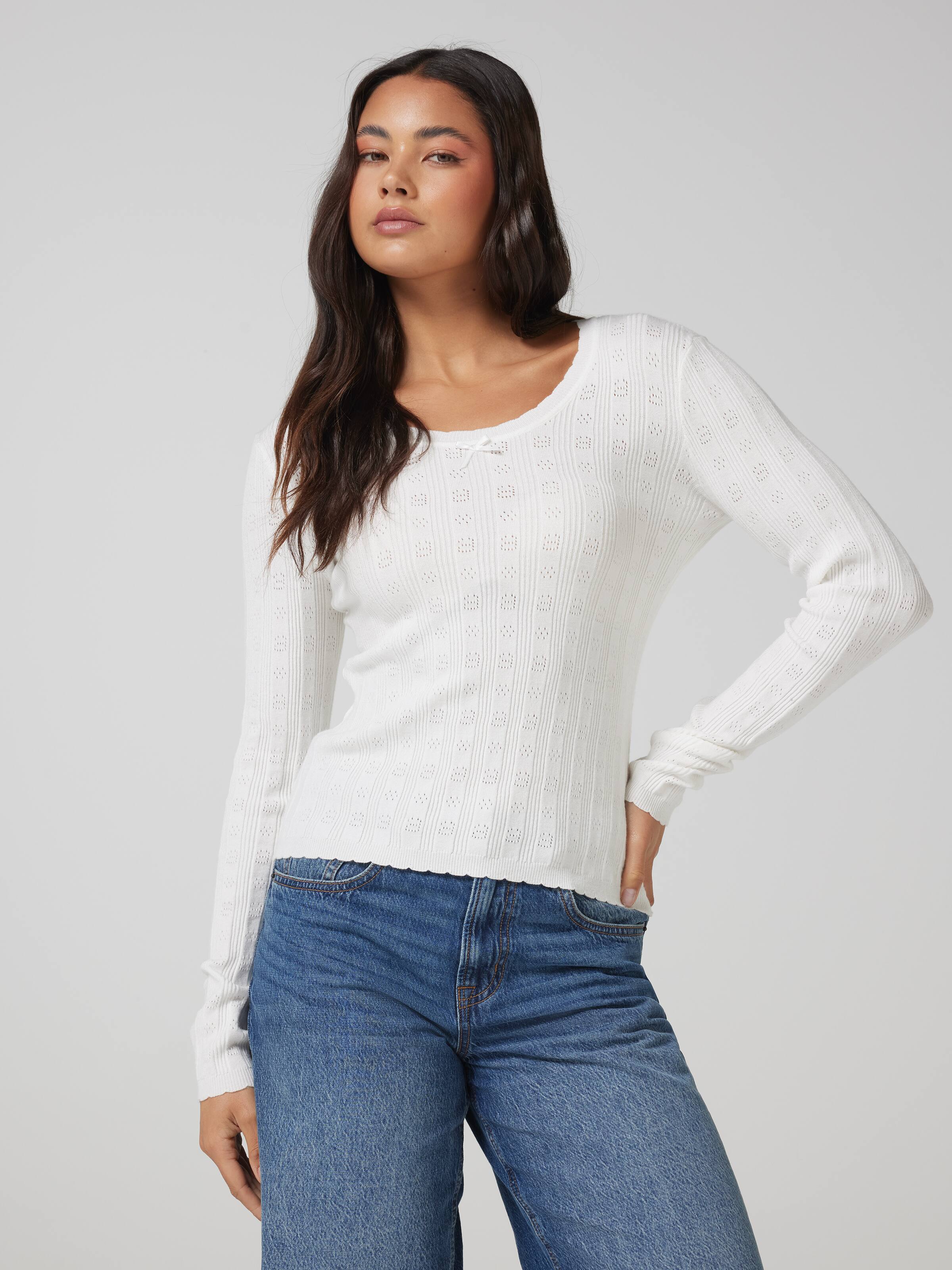 Ada Scalloped Edge Long Sleeve Top