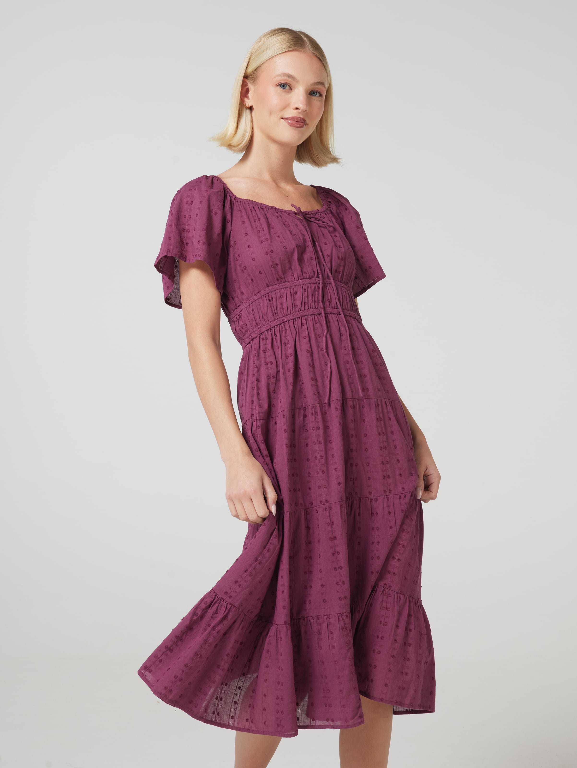 Dana Flutter Short Sleeve Midi