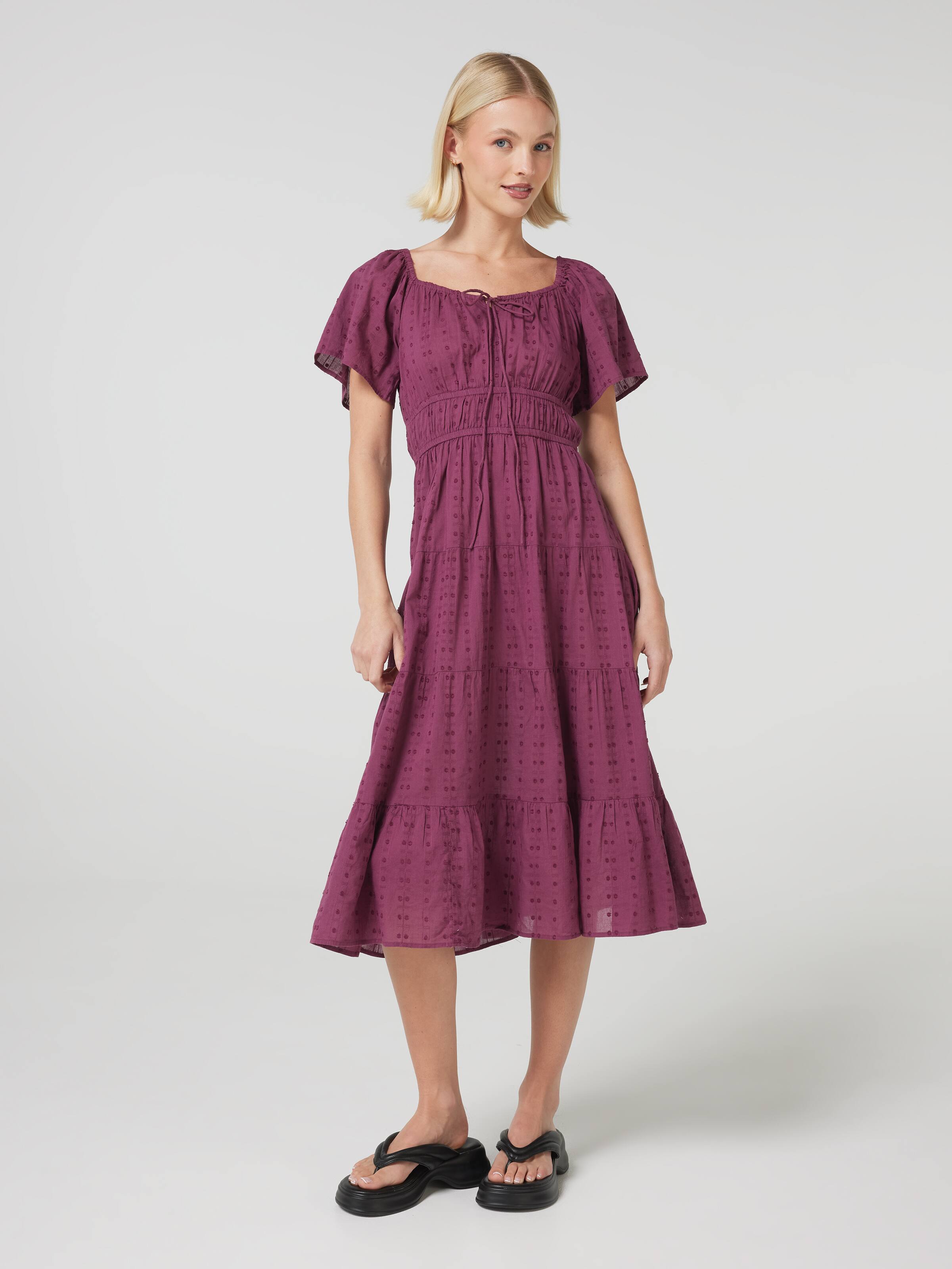 Dana Flutter Short Sleeve Midi