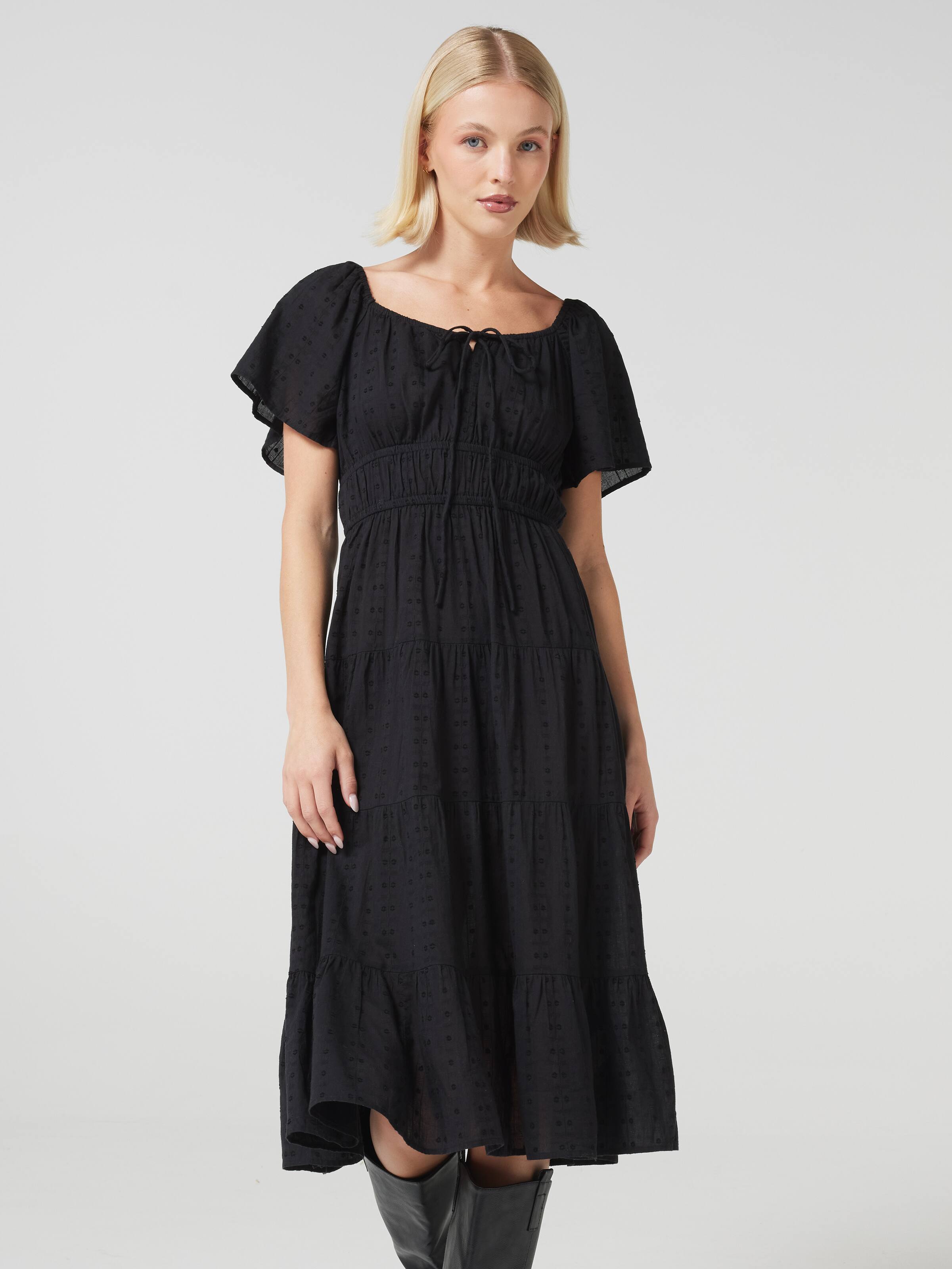 Dana Flutter Short Sleeve Midi