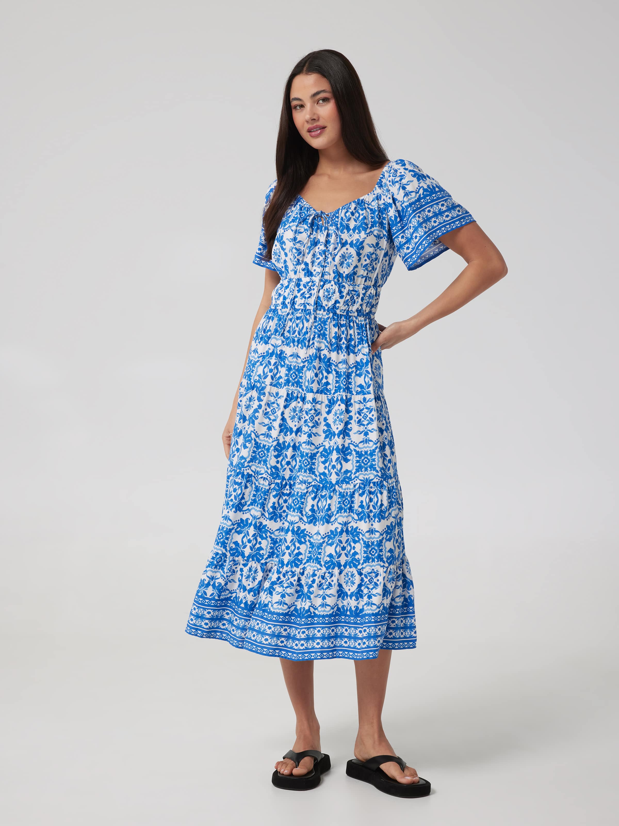 Dana Flutter Short Sleeve Midi