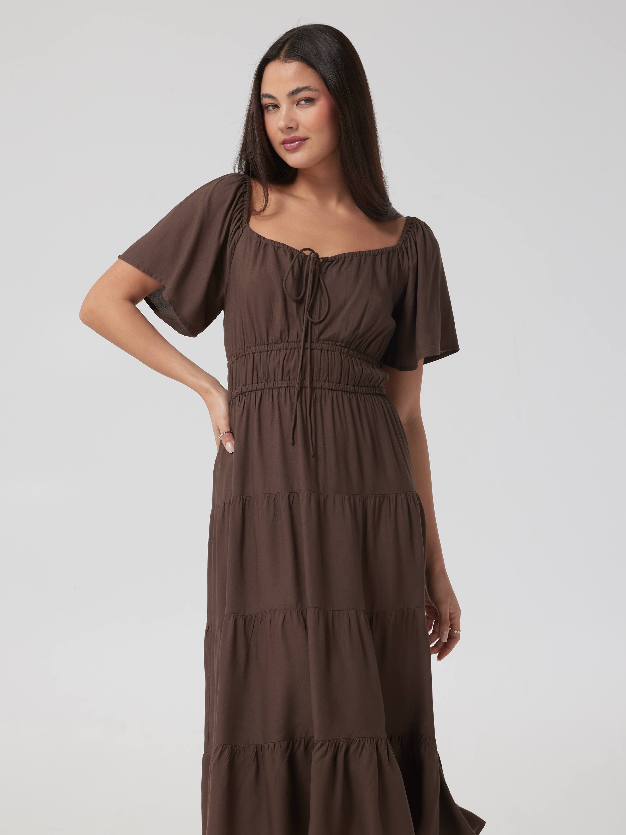 Dana Flutter Short Sleeve Midi