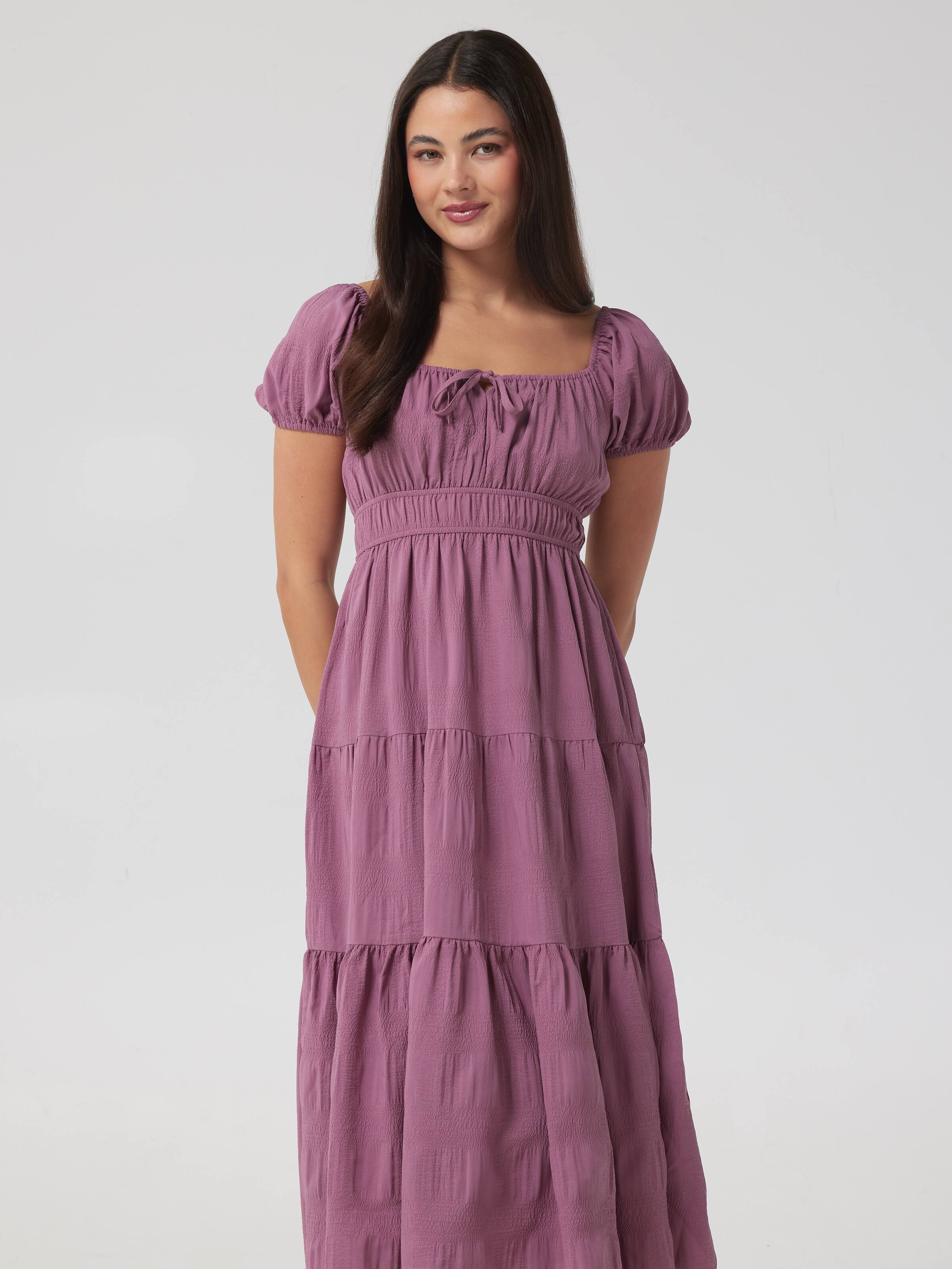 Stephie Short Sleeve Midi Tiered Dress
