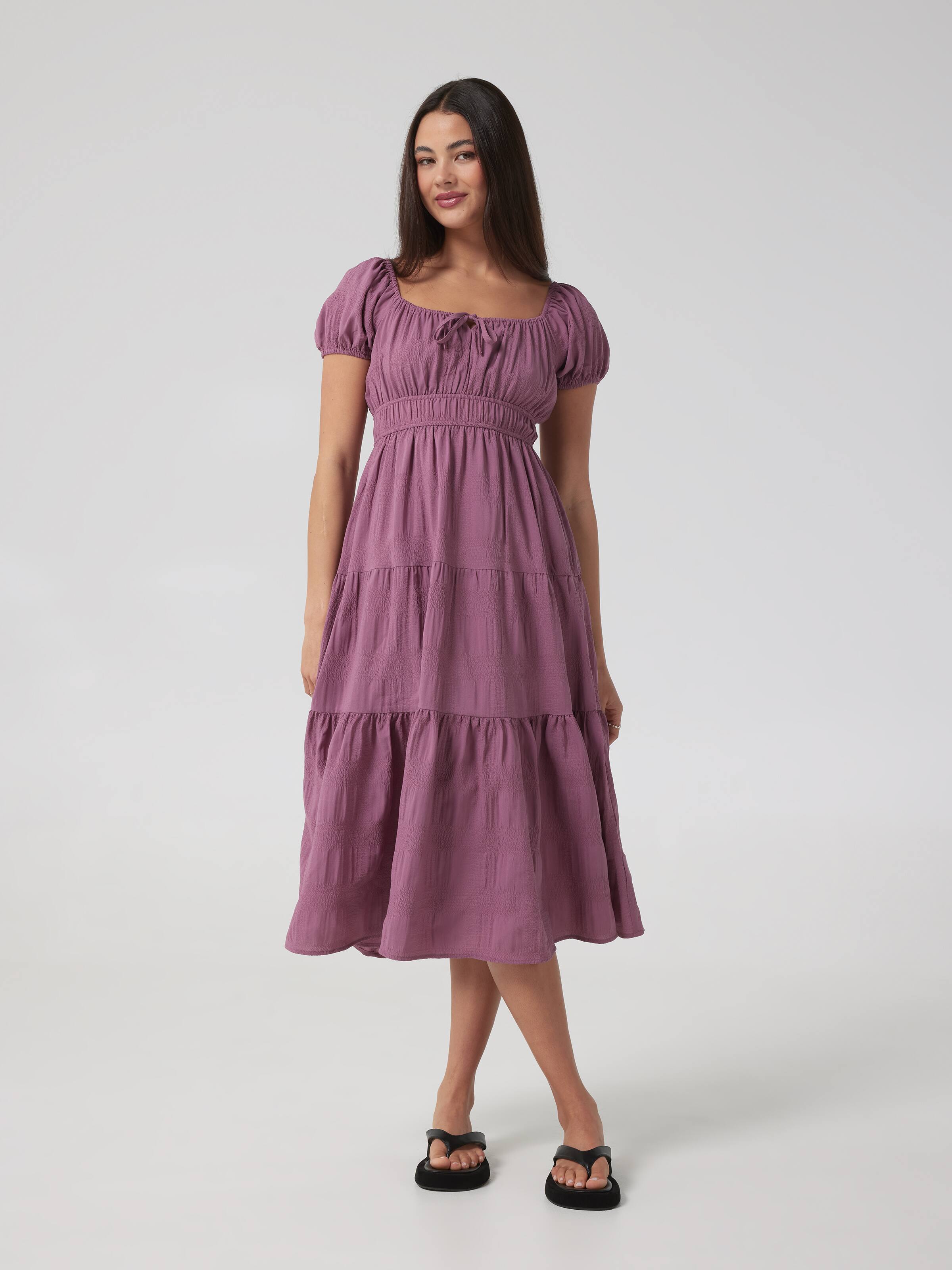 Stephie Short Sleeve Midi Tiered Dress