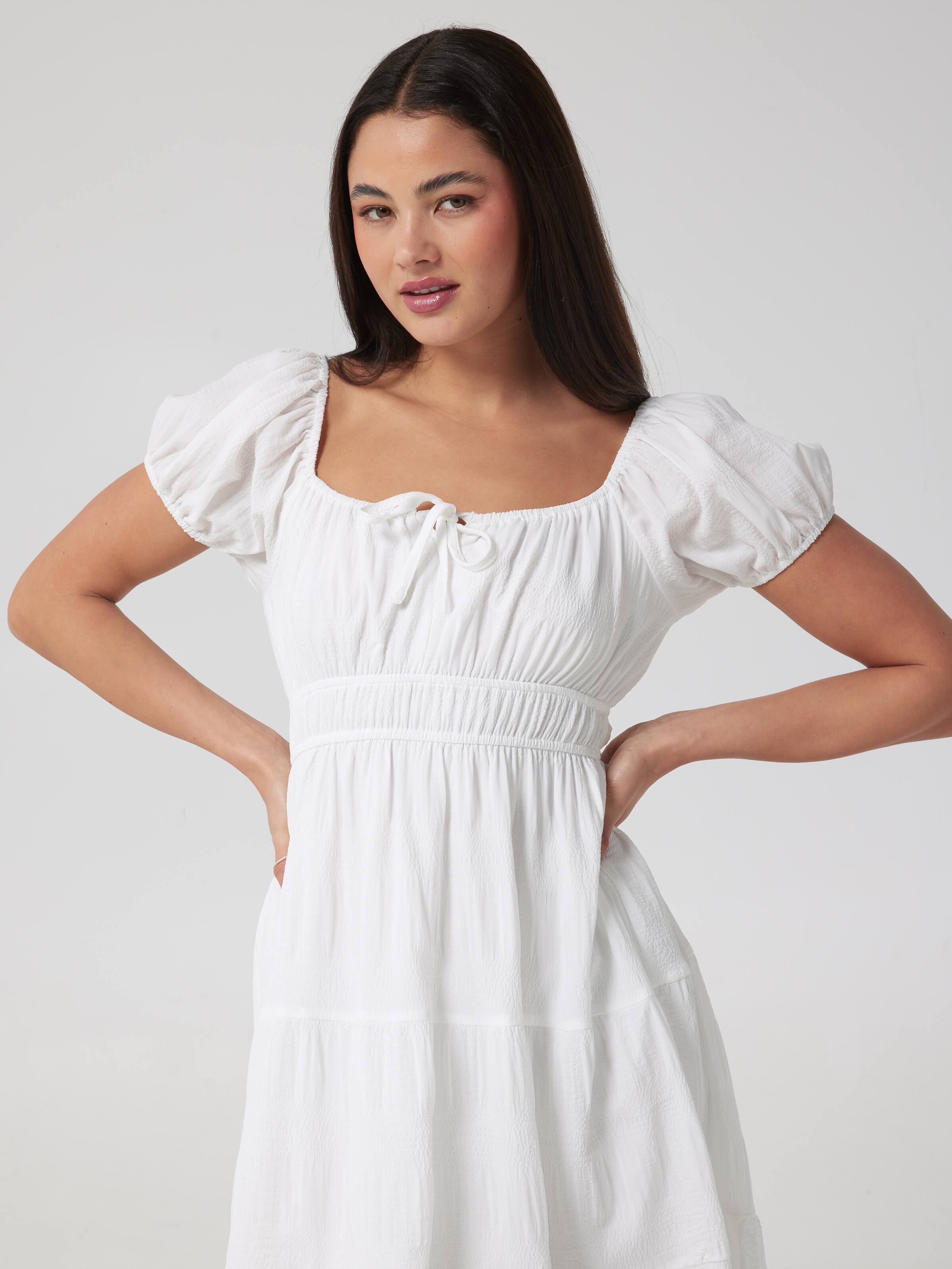 Stephie Short Sleeve Midi Tiered Dress