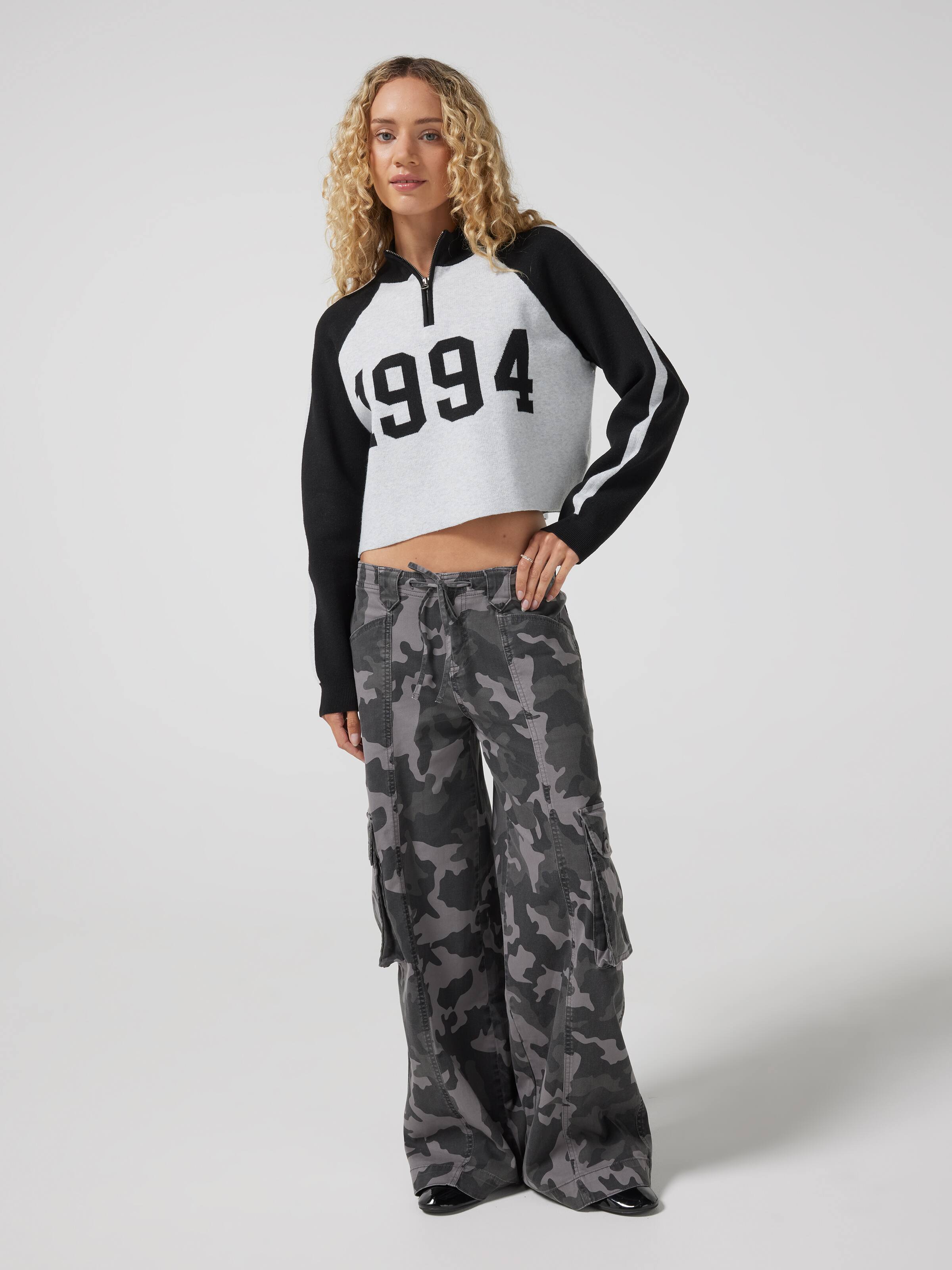 Britney Crop 1/4 Zip Knit Jumper