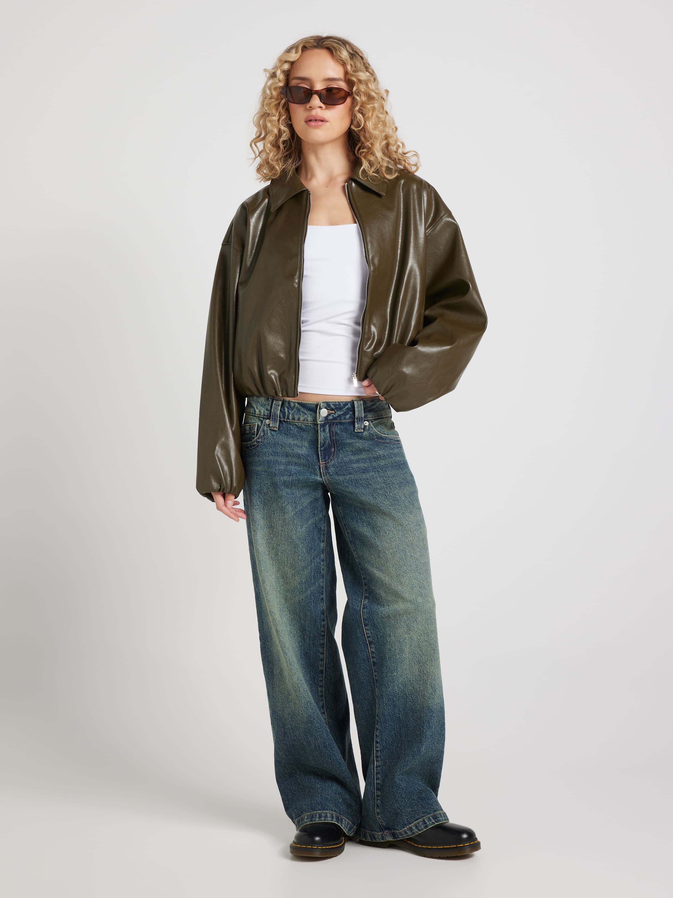 Faux Leather Bubble Jacket