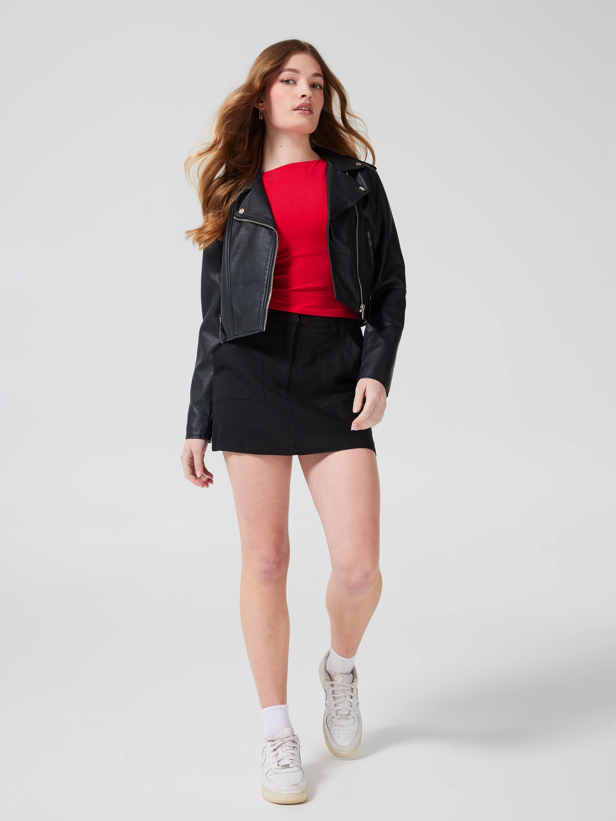 Crop Pu Biker Jacket