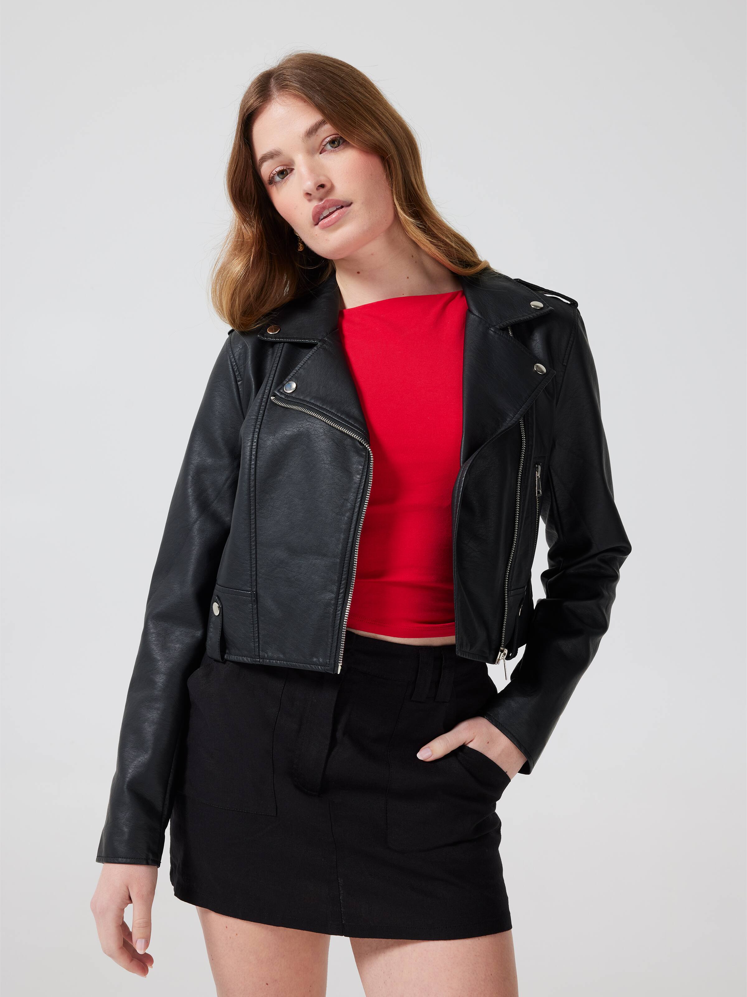 Crop Pu Biker Jacket