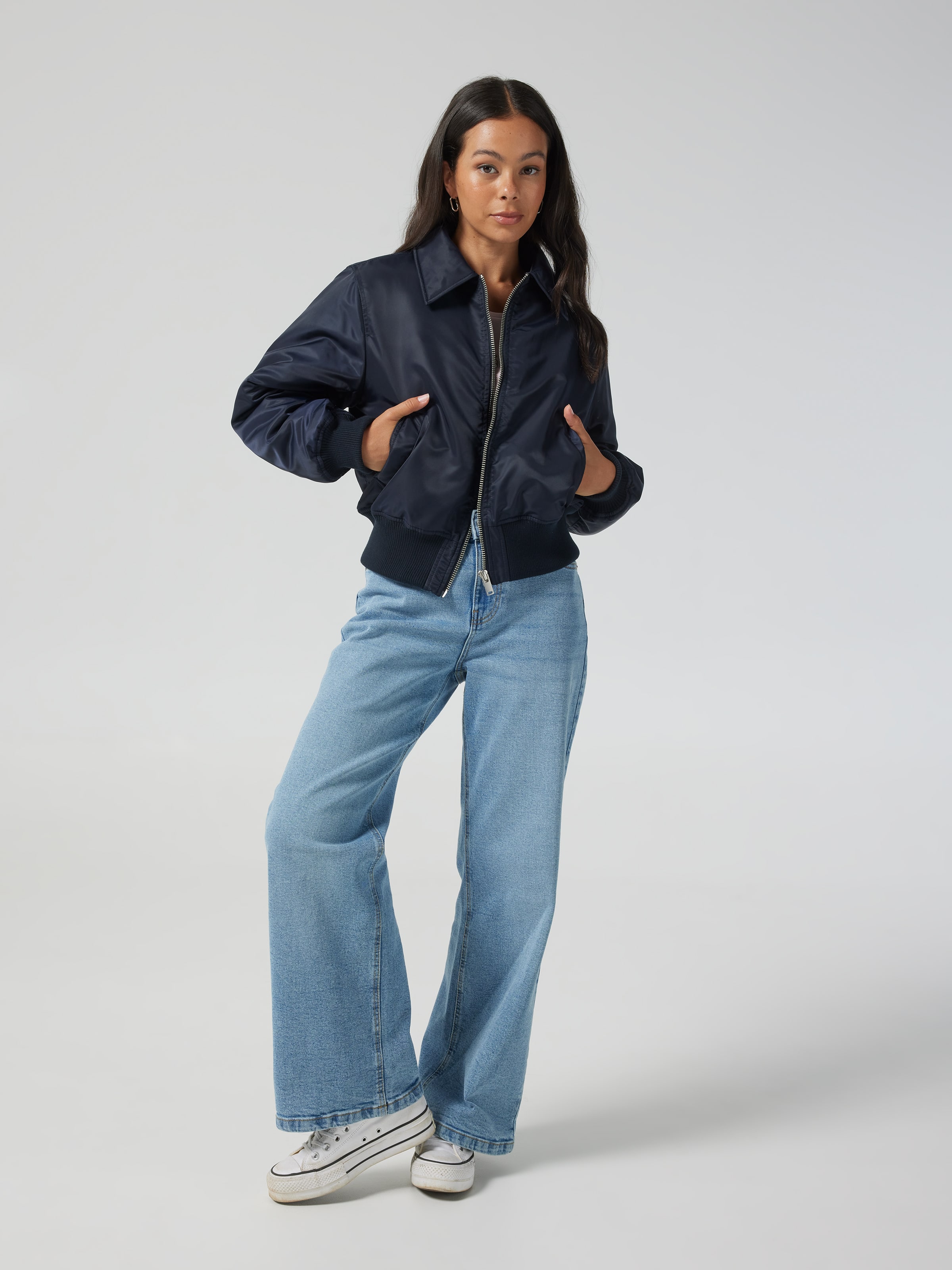 Puffy Collared Bomber Jacket