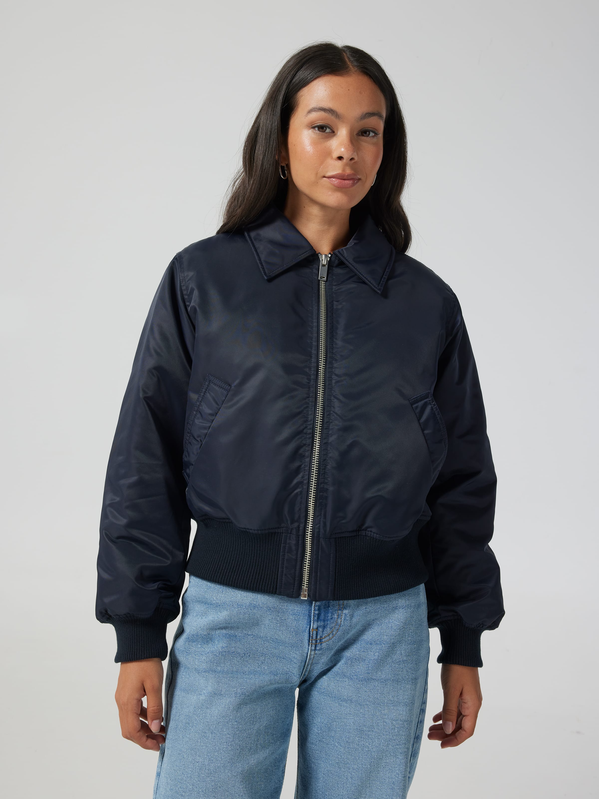 Puffy Collared Bomber Jacket