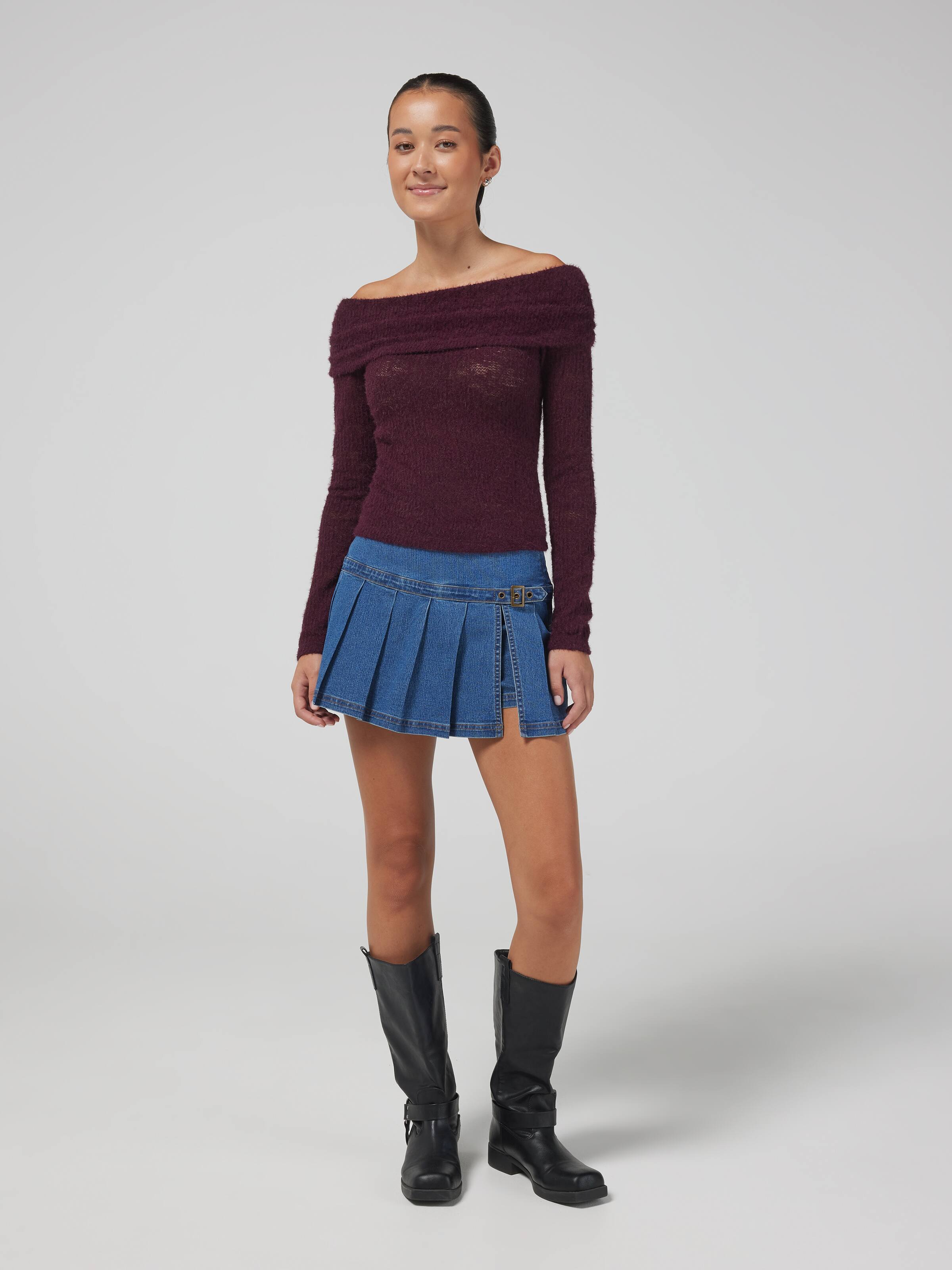 Piper Pleat Denim Skort