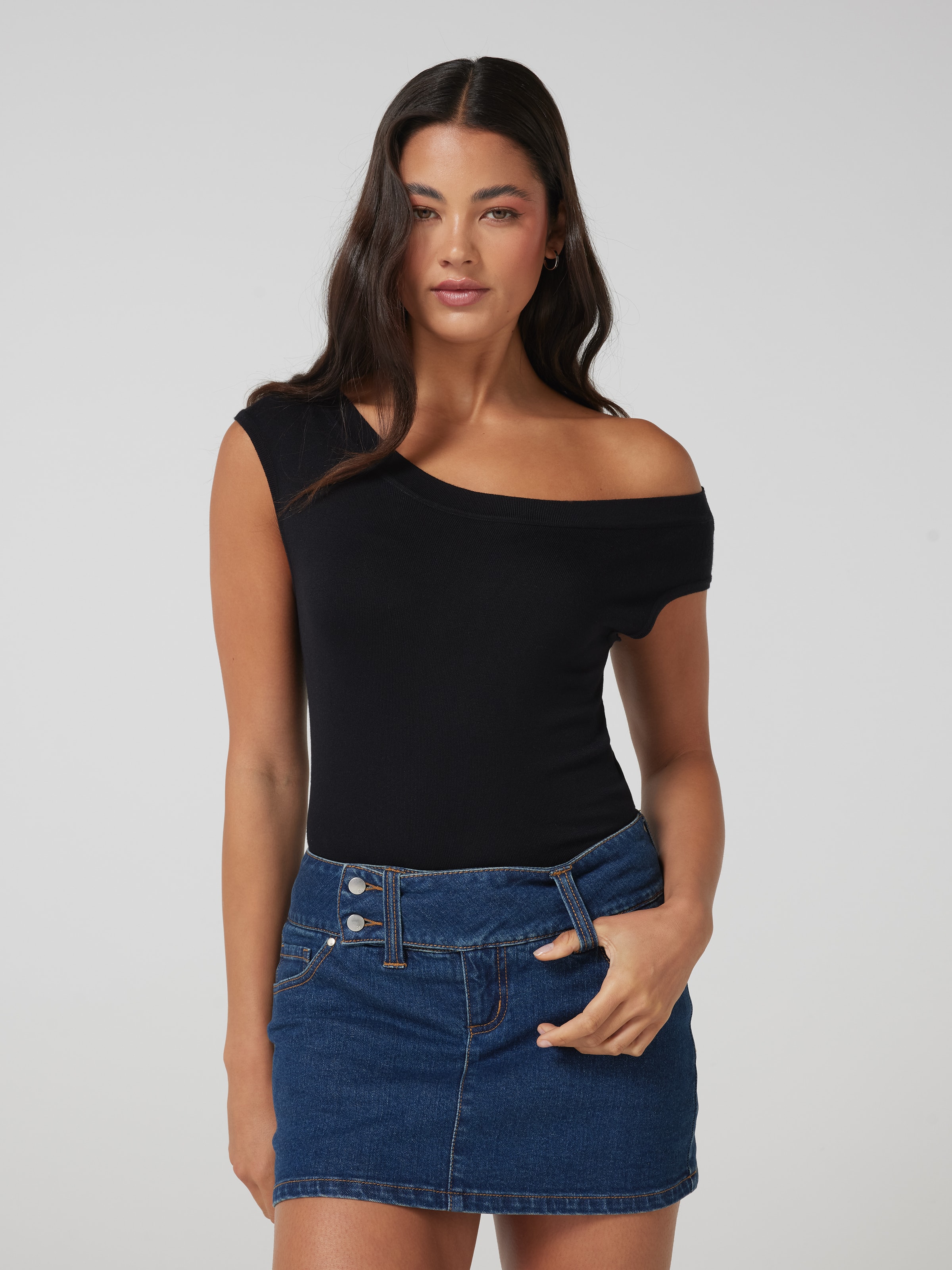 Sky Low Rise Stretch Denim Skort