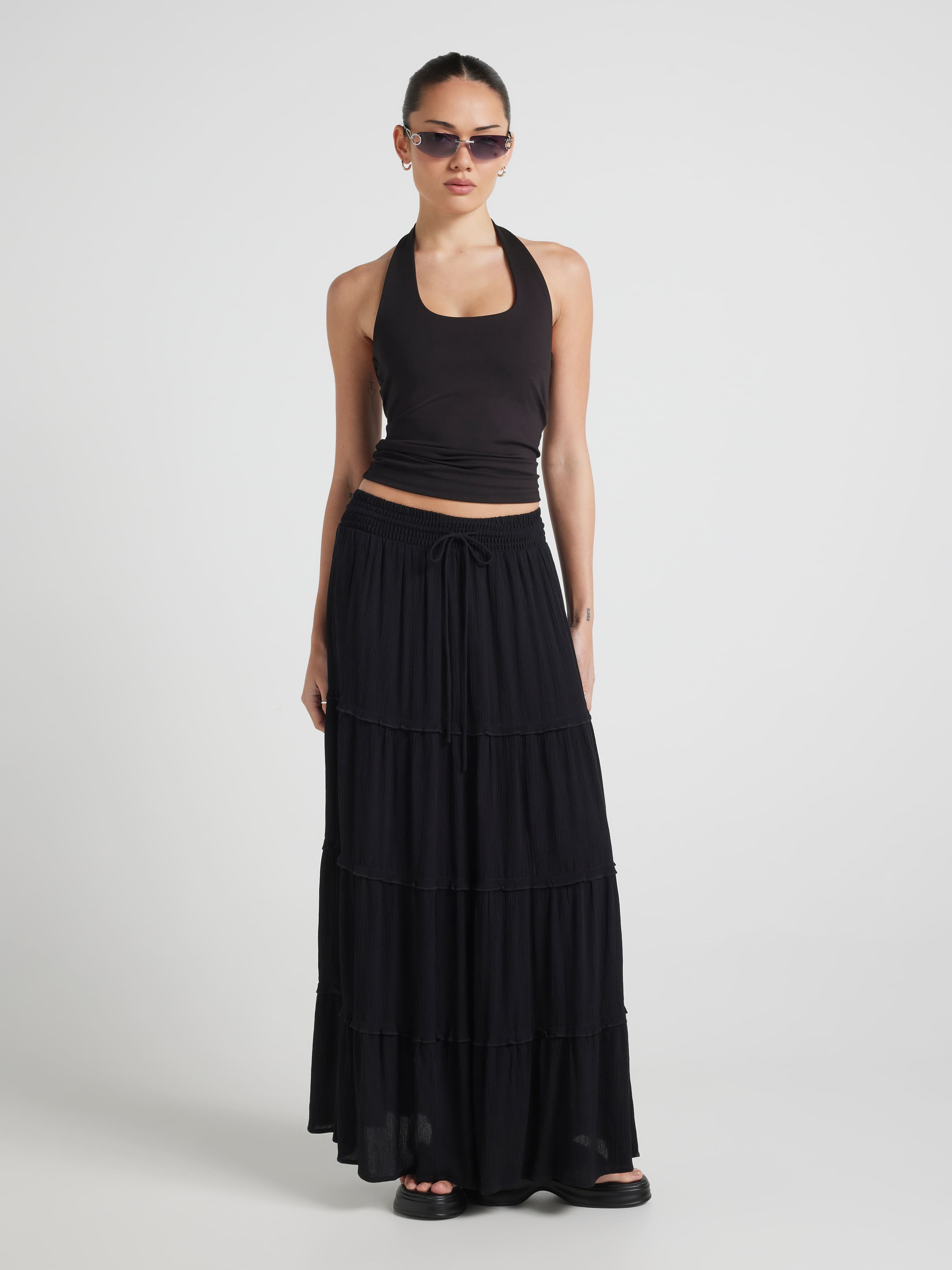 Kaia Shirred Waist Maxi Skirt