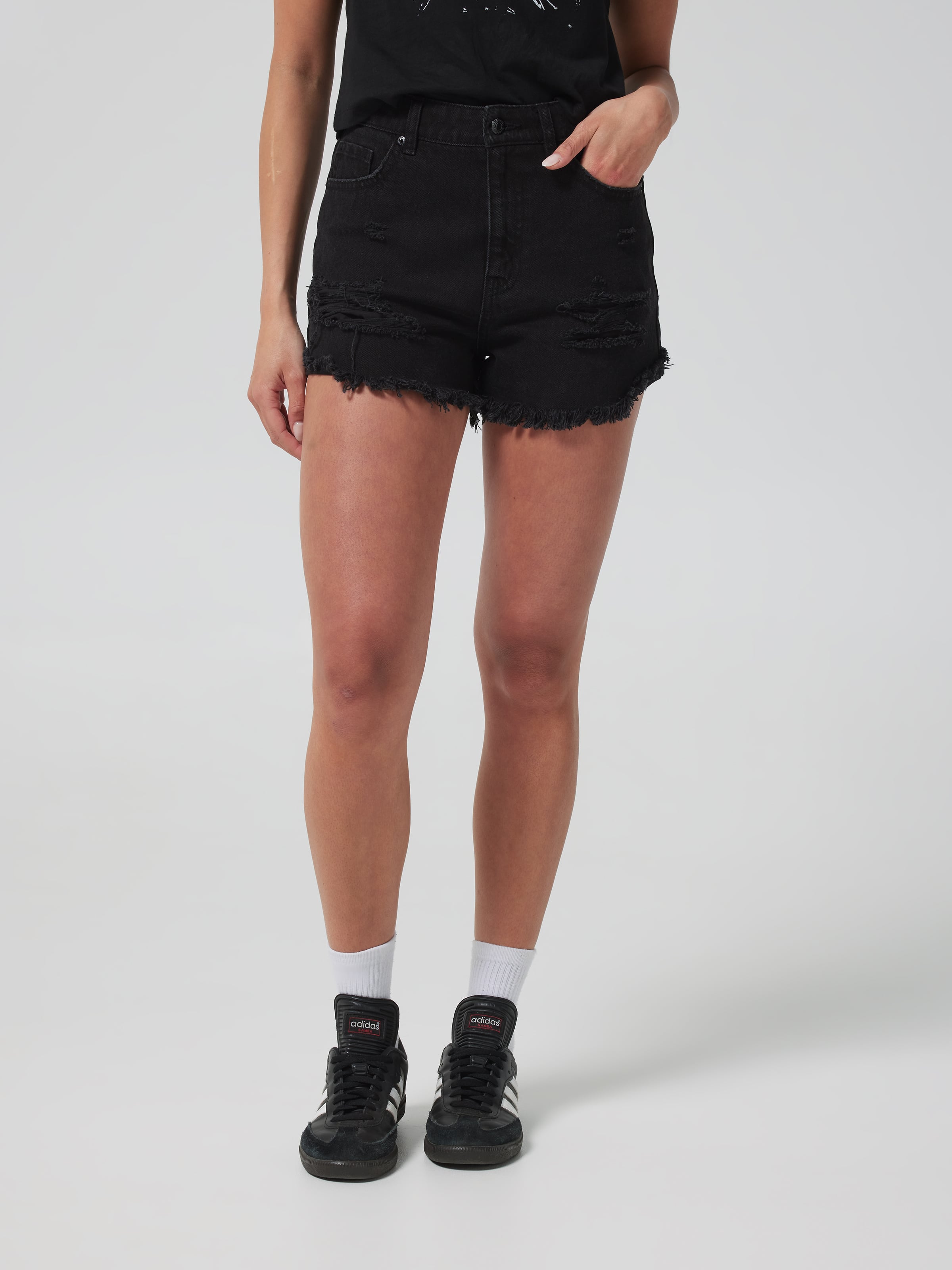 Riley High Rise Ripped Cheeky Short